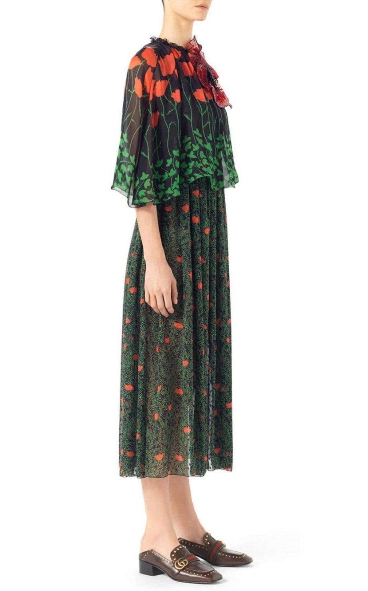 green midi dress with white flowers Gucci PreFall 2019 Floral Print Maxi Peasant Dress – Recess