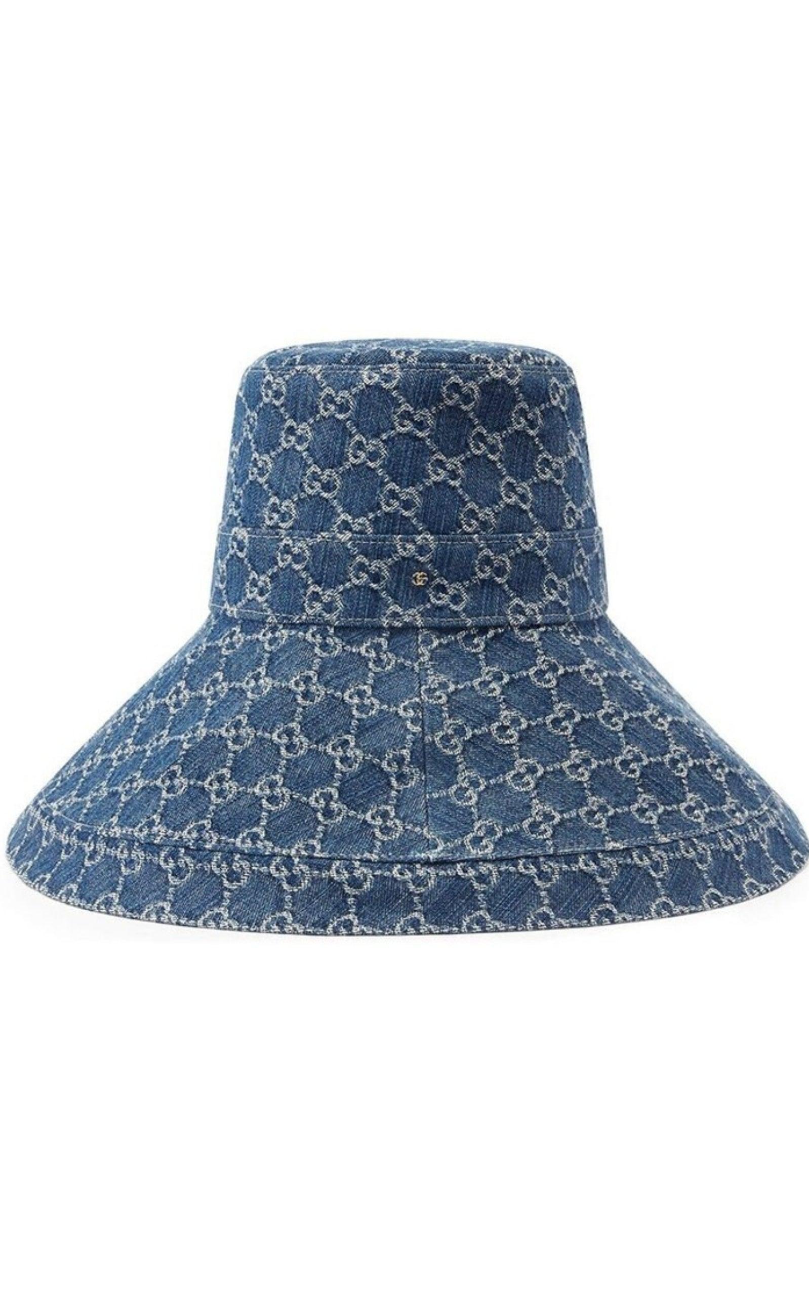 GUCCI バケットハット ネイビー デニム GG denim bucket hat in blue and white | GUCCI® US
