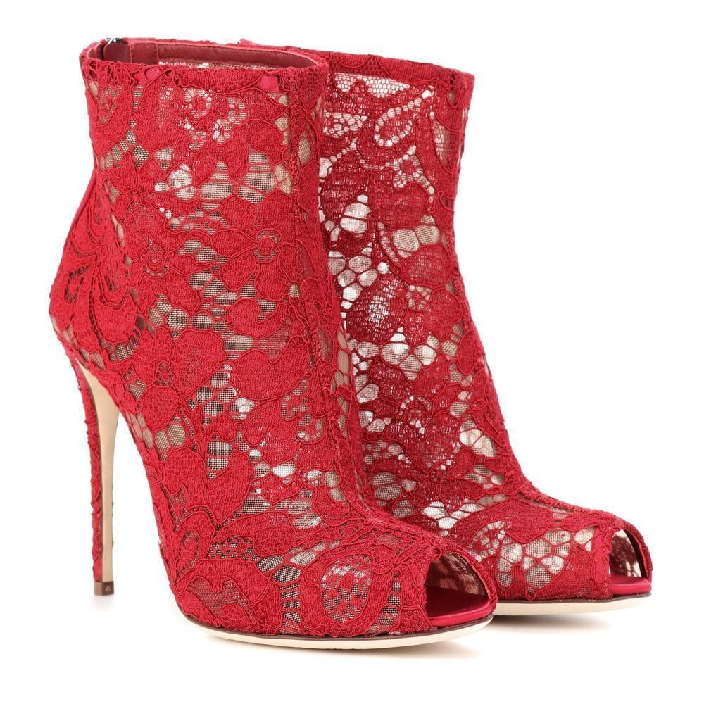 red peep toe ankle booties