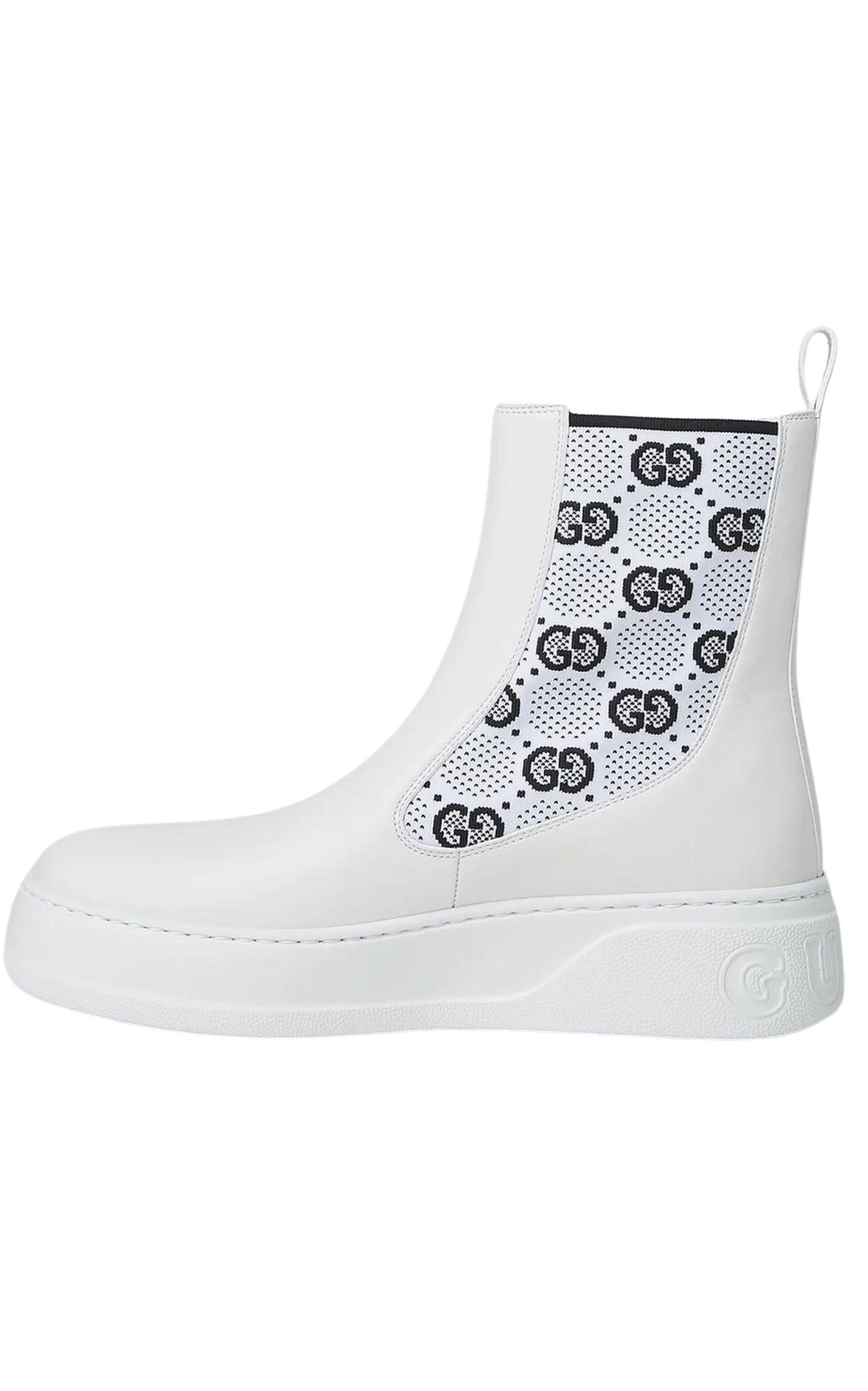 Gucci GG Supreme Panelled Chelsea Boots in White | Lyst