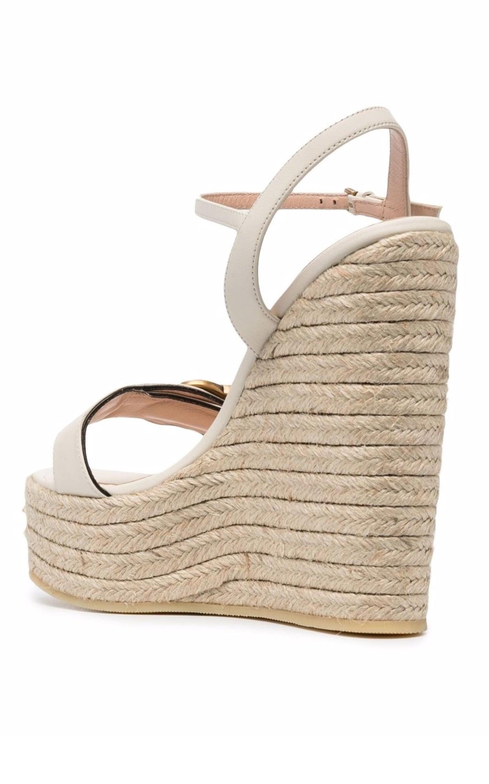 Gucci Leather Wedge Espadrille Sandals in Natural | Lyst display picture 1