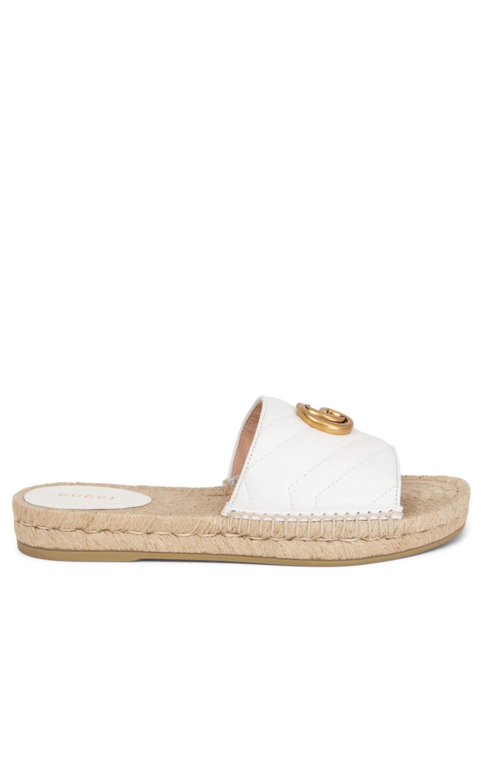 Gucci Gg Logo Quilted Leather Espadrilles in Natural | Lyst