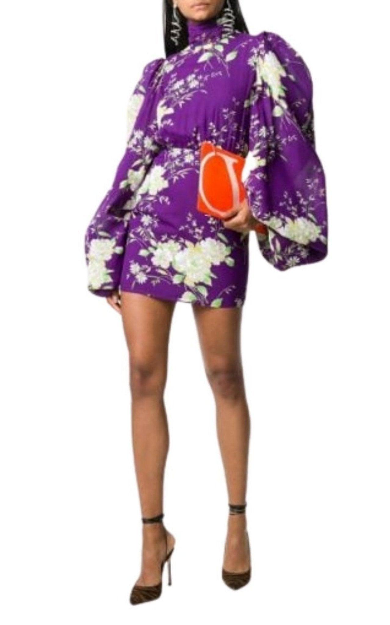 attico floral mini dress THE ATTICO Floral Mini Dress in Black & Pink