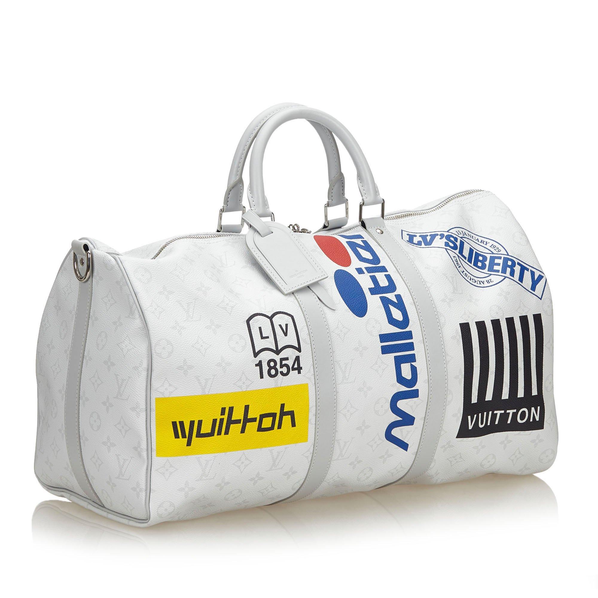 Keepall cloth travel bag Louis Vuitton White in Cloth - 35085322