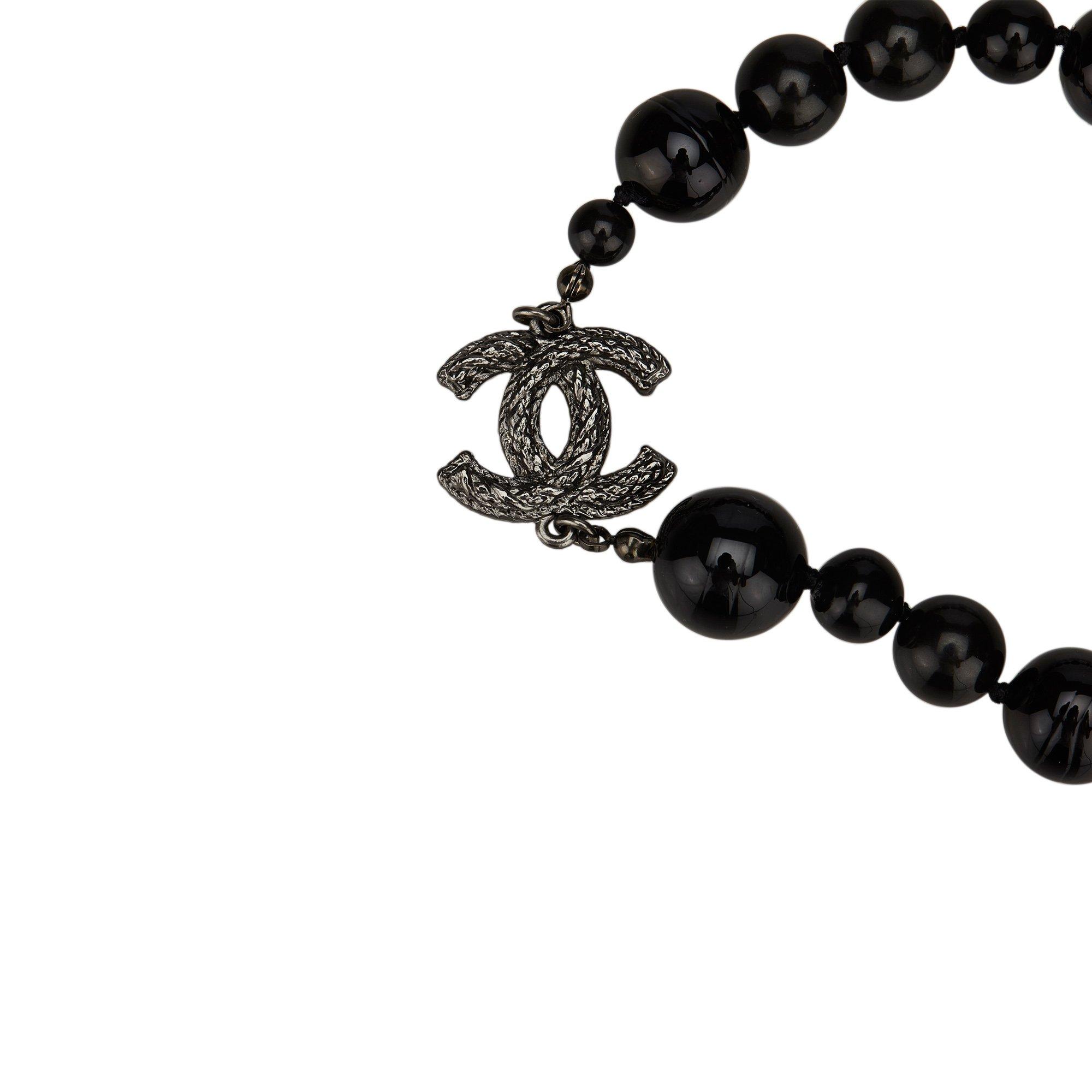 Chanel \\n Black Pearl Necklace | Lyst UK