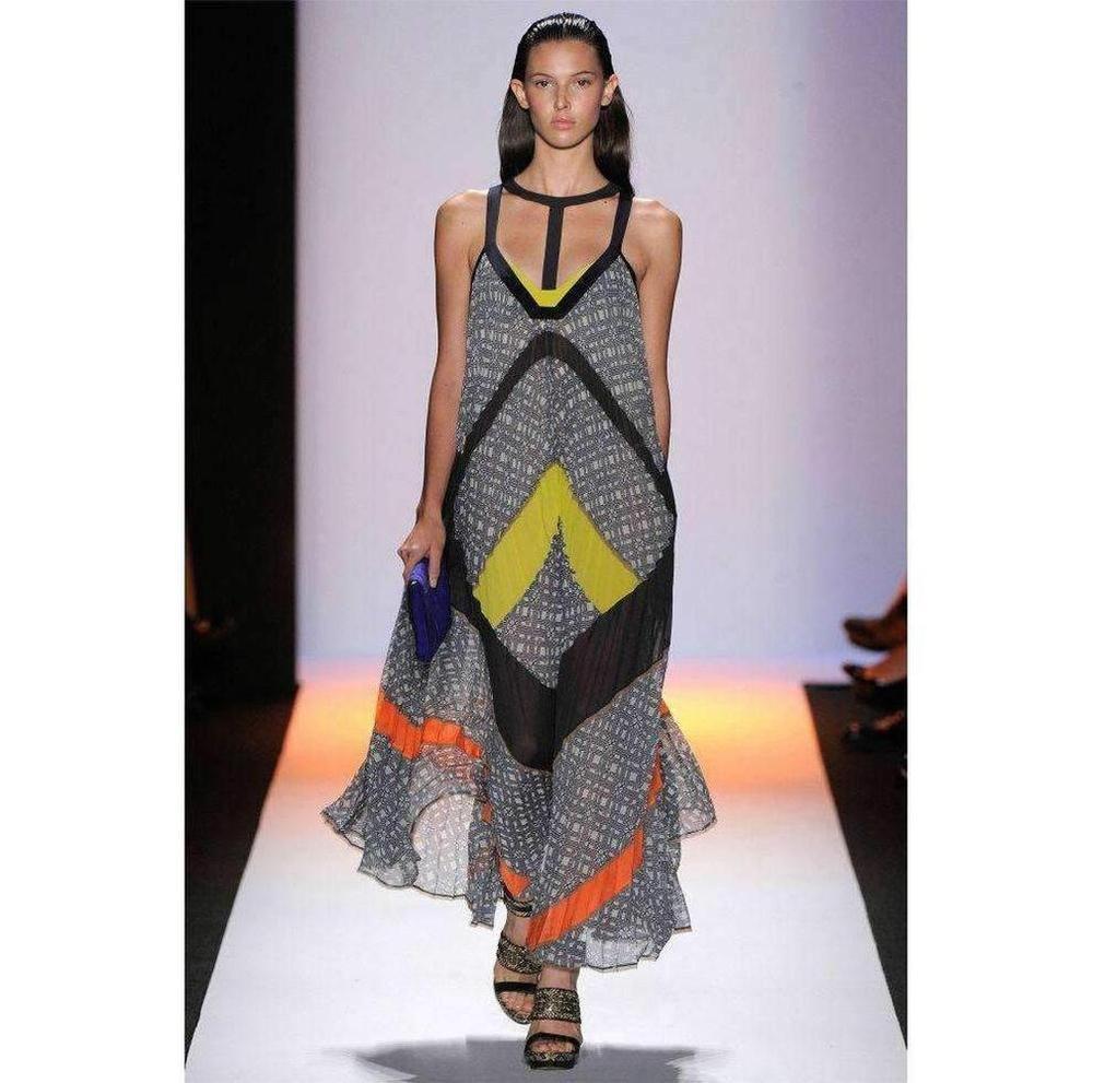 BCBGMAXAZRIA Runway The Ella Dress In Color Block Printed Silk | Lyst