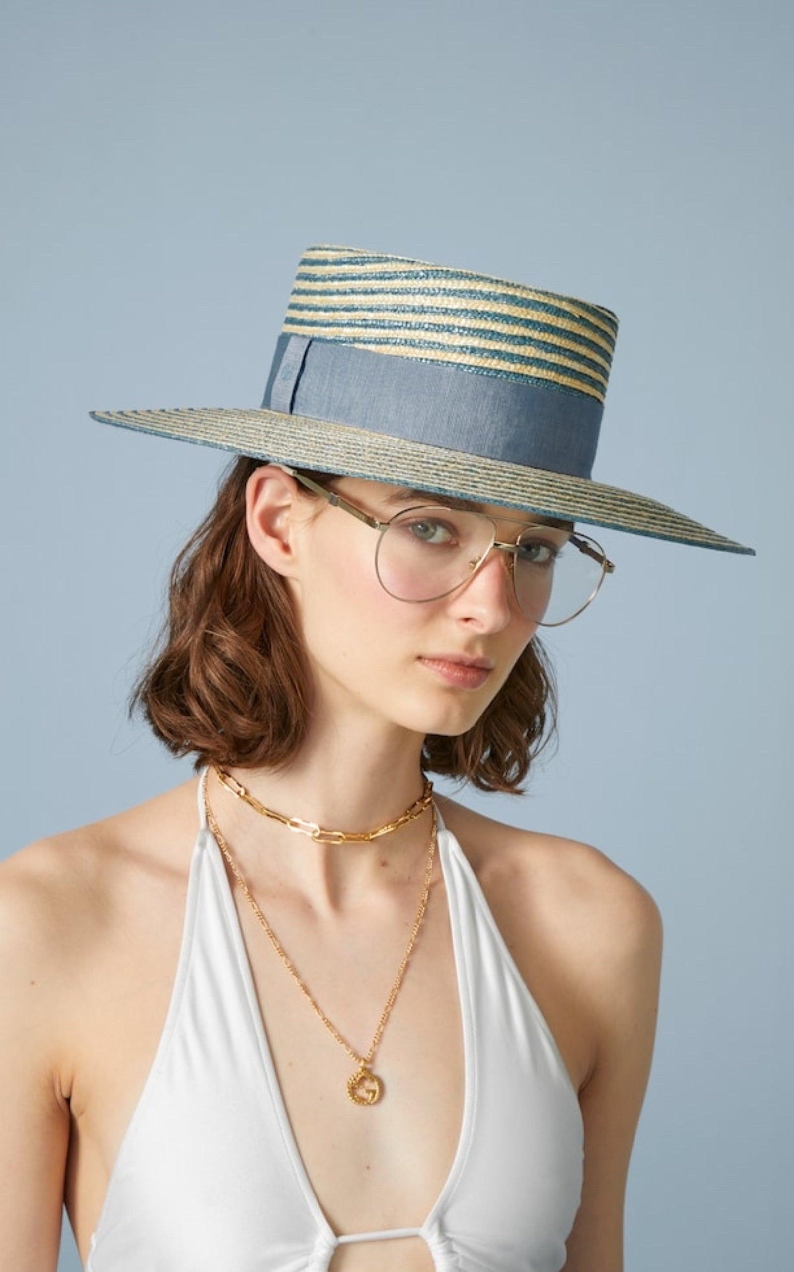 ハット Alvy Striped Blue Straw Hat Gucci Alvy Striped Blue Straw Hat | Lyst UK