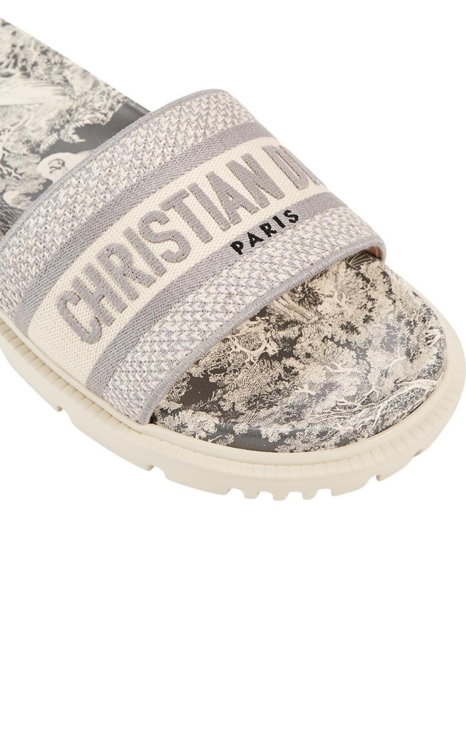 Dioramour Black And White Dway Embroidered Cotton Slide Dior Dway