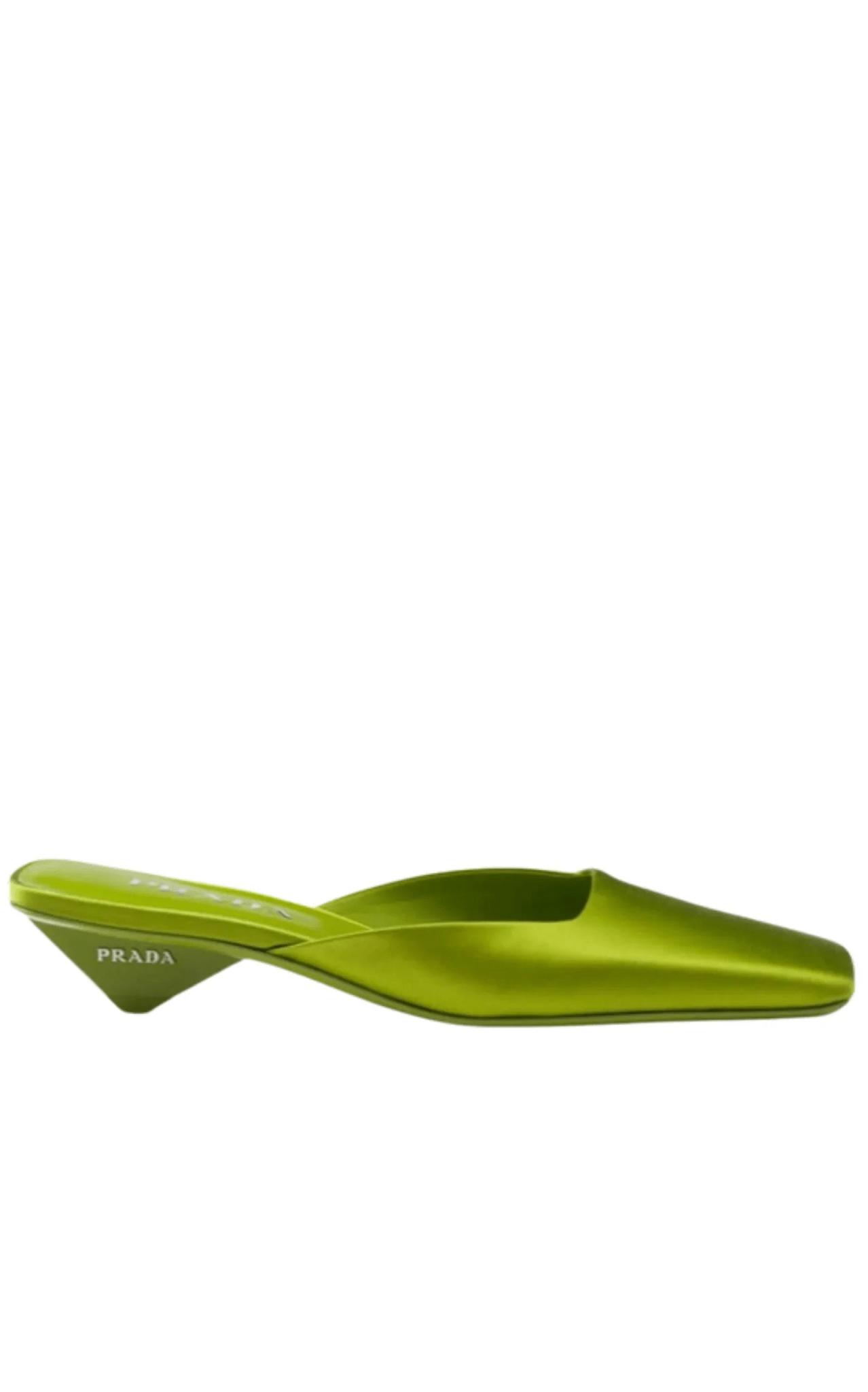 Prada Square-toe Satin Mules in Green | Lyst