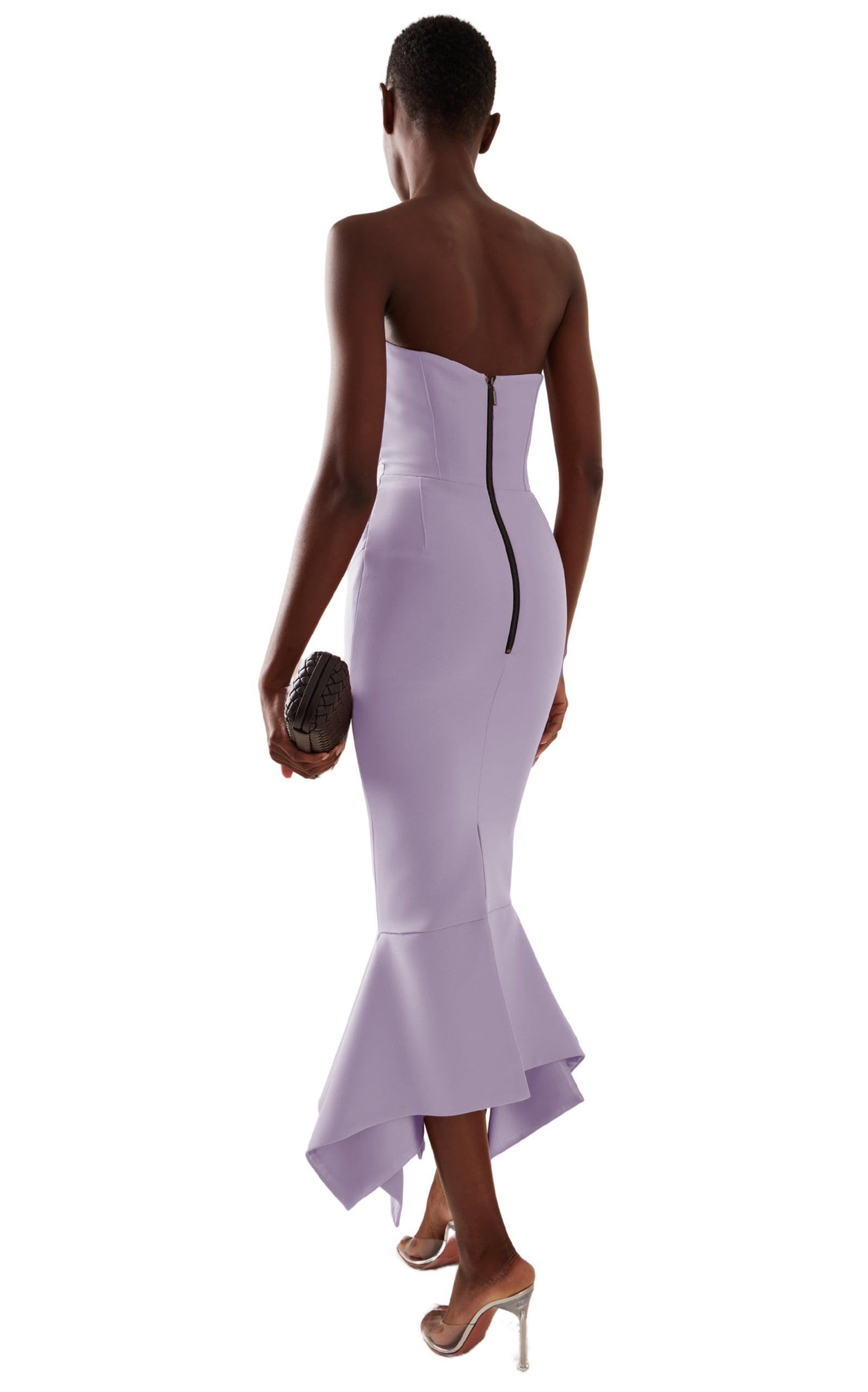 パーティードレス Suffix Strapless Lilac Crepe Midi Dress Maticevski Suffix Strapless Lilac Crepe Midi Dress in Purple