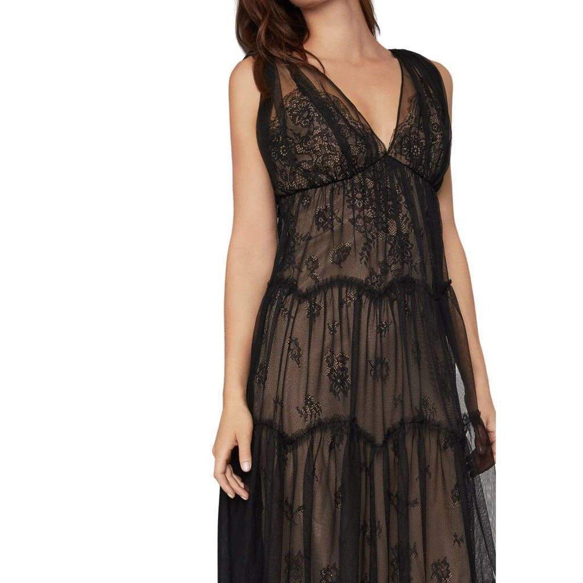 BCBGMAXAZRIA Lace Tulle Gown in Black | Lyst