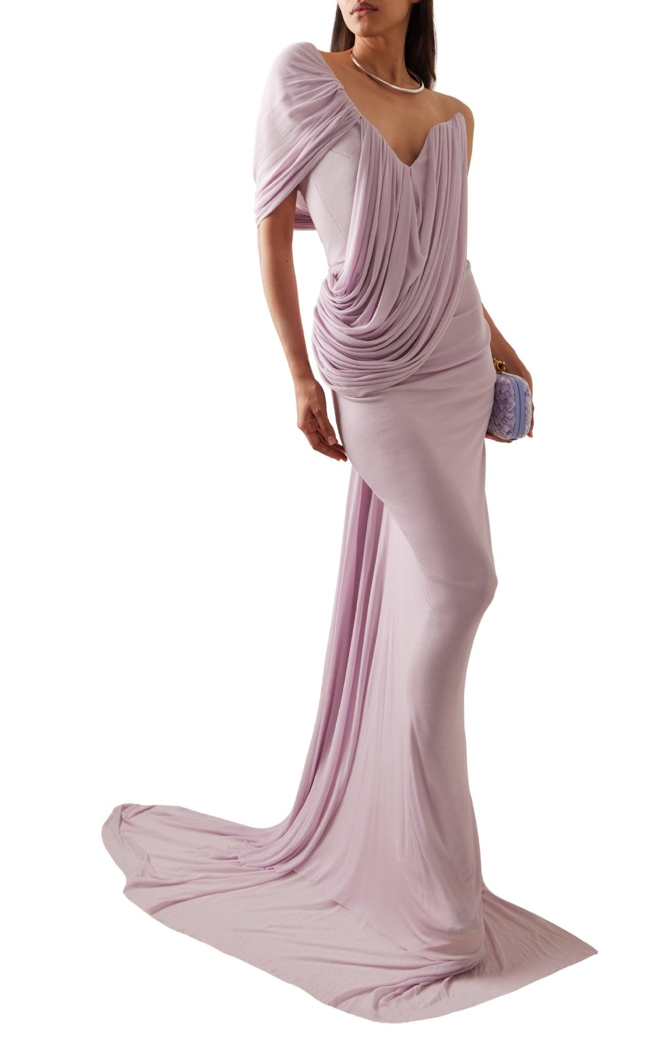sachin and babi light blue dress Maticevski Systema Draped Jersey Gown Lilac