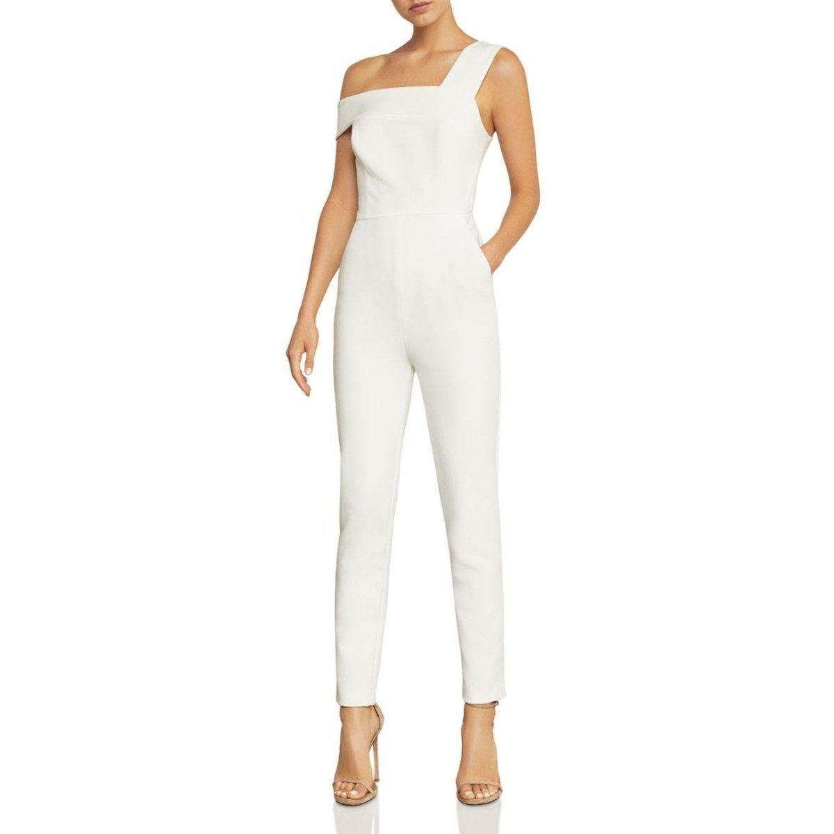 BCBGMAXAZRIA White Haida One-shoulder Jumpsuit | Lyst