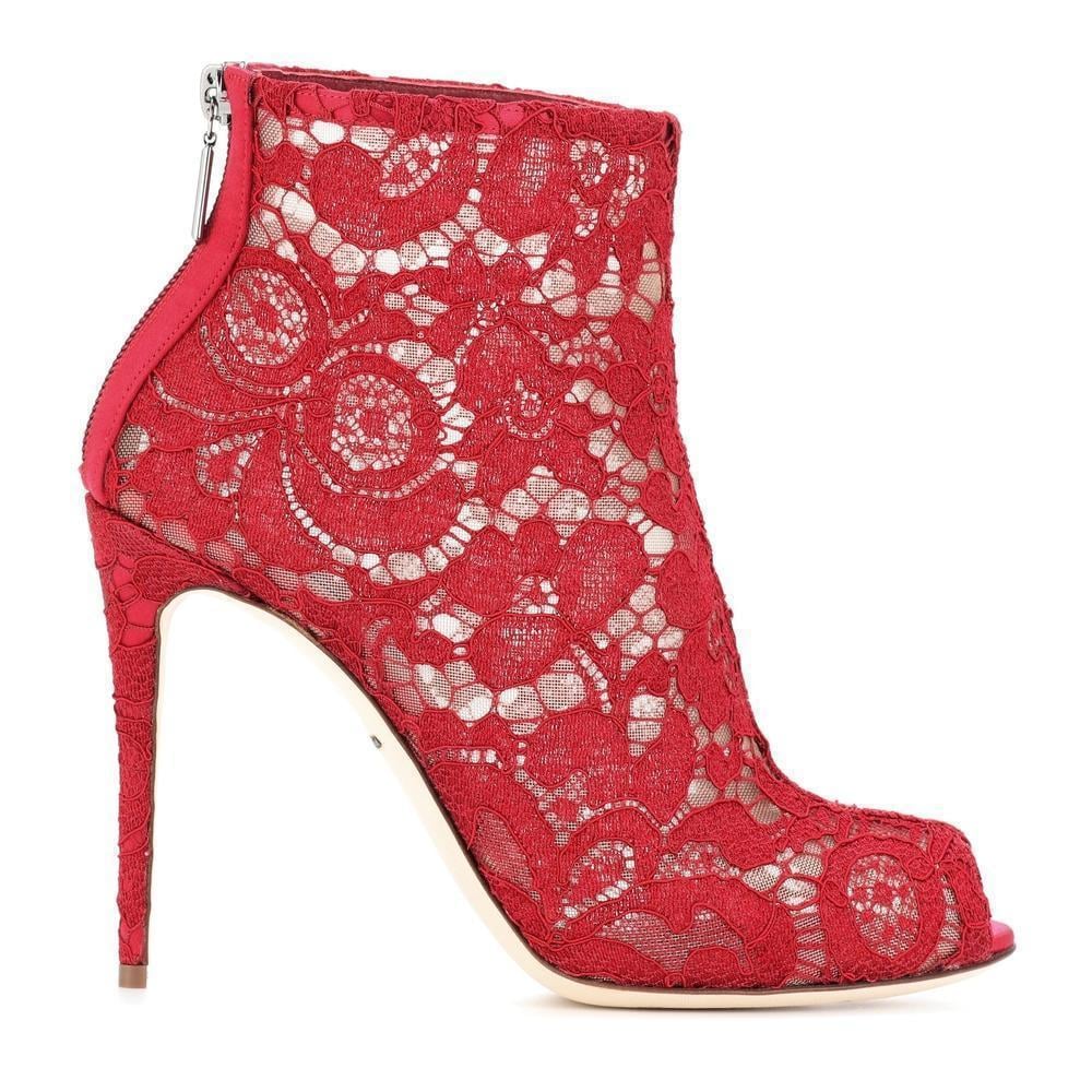 red lace boots