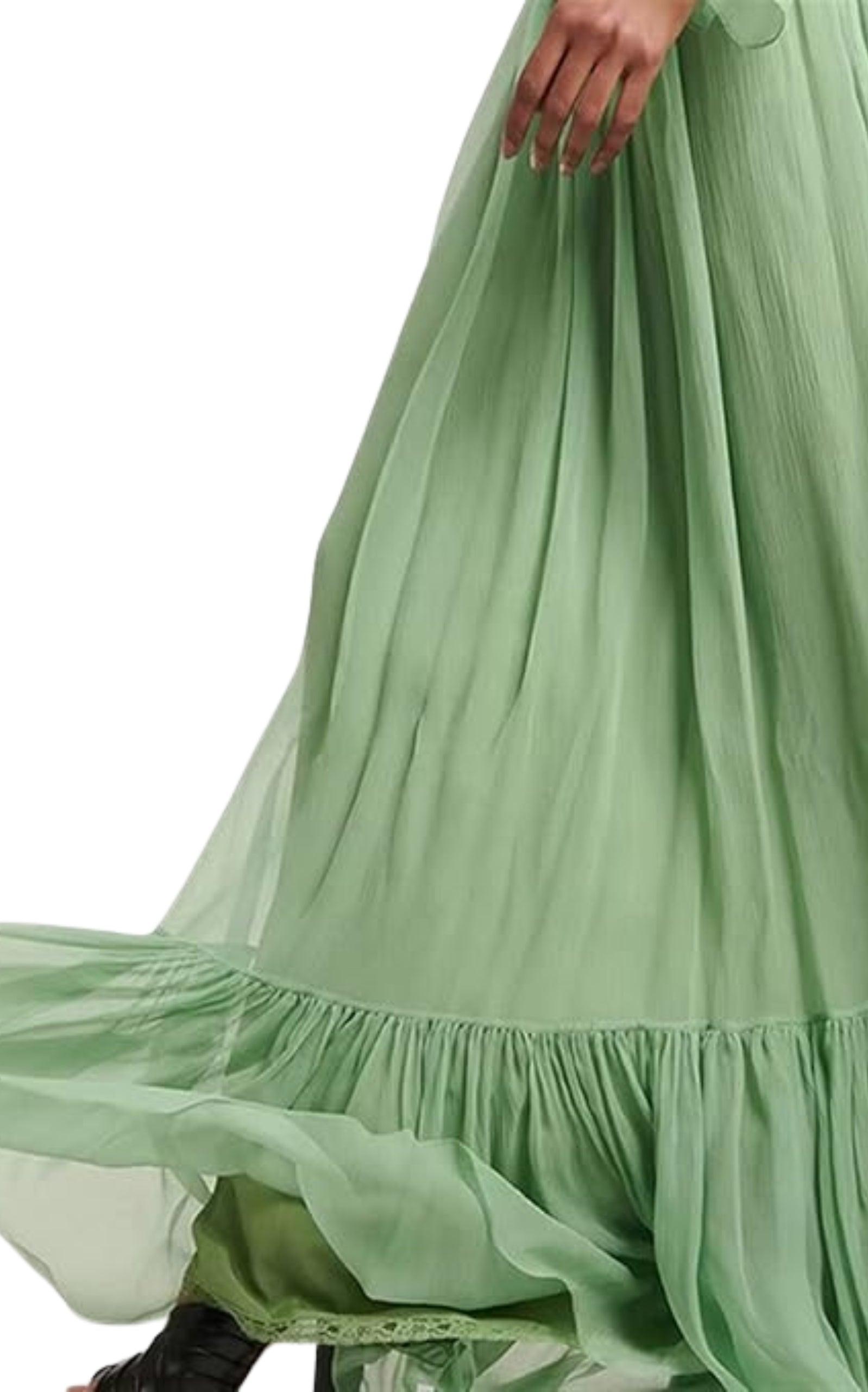Gucci Green Chiffon Silk Dress | Lyst