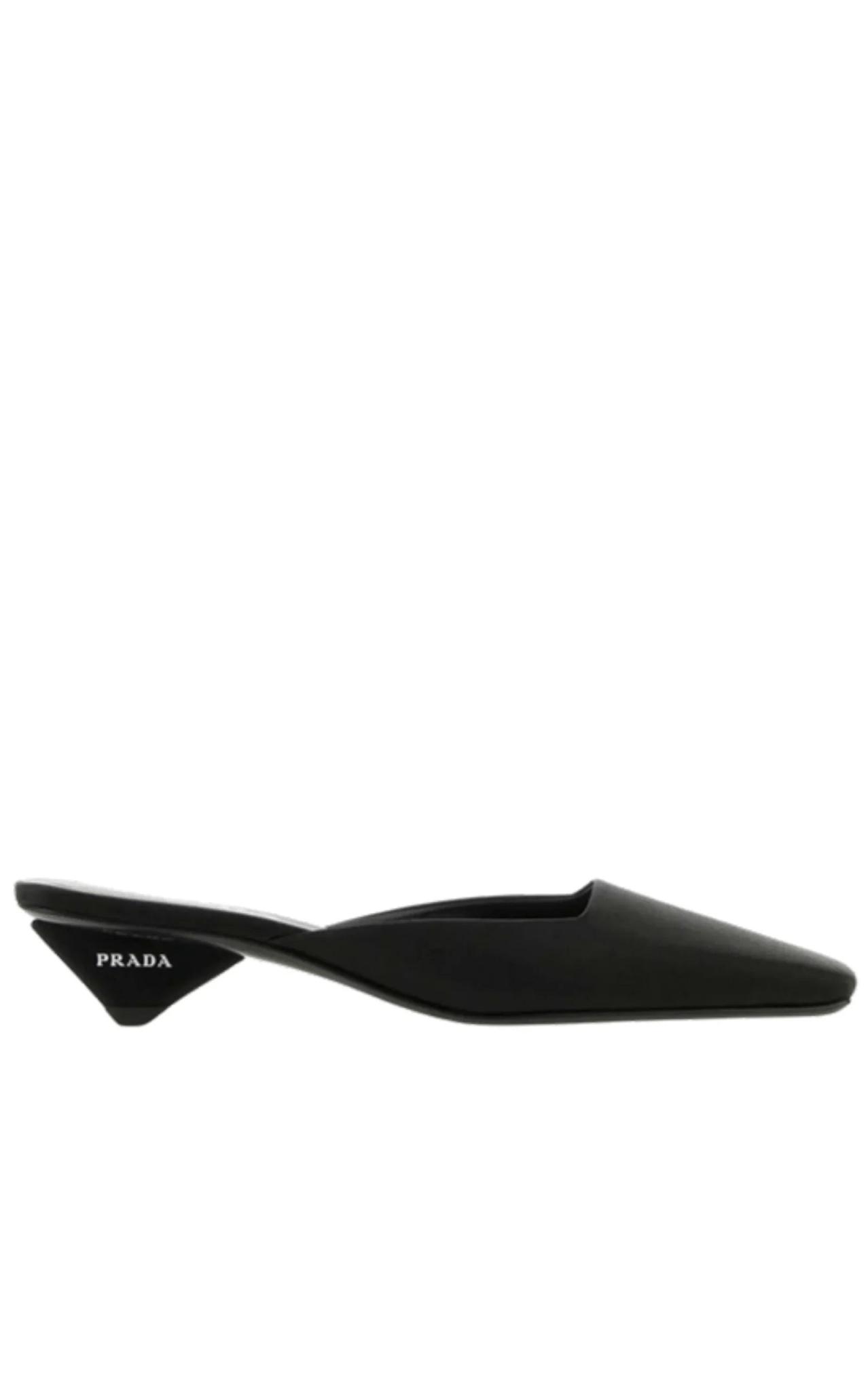 Prada Black Satin Mule Loafers | Lyst UK