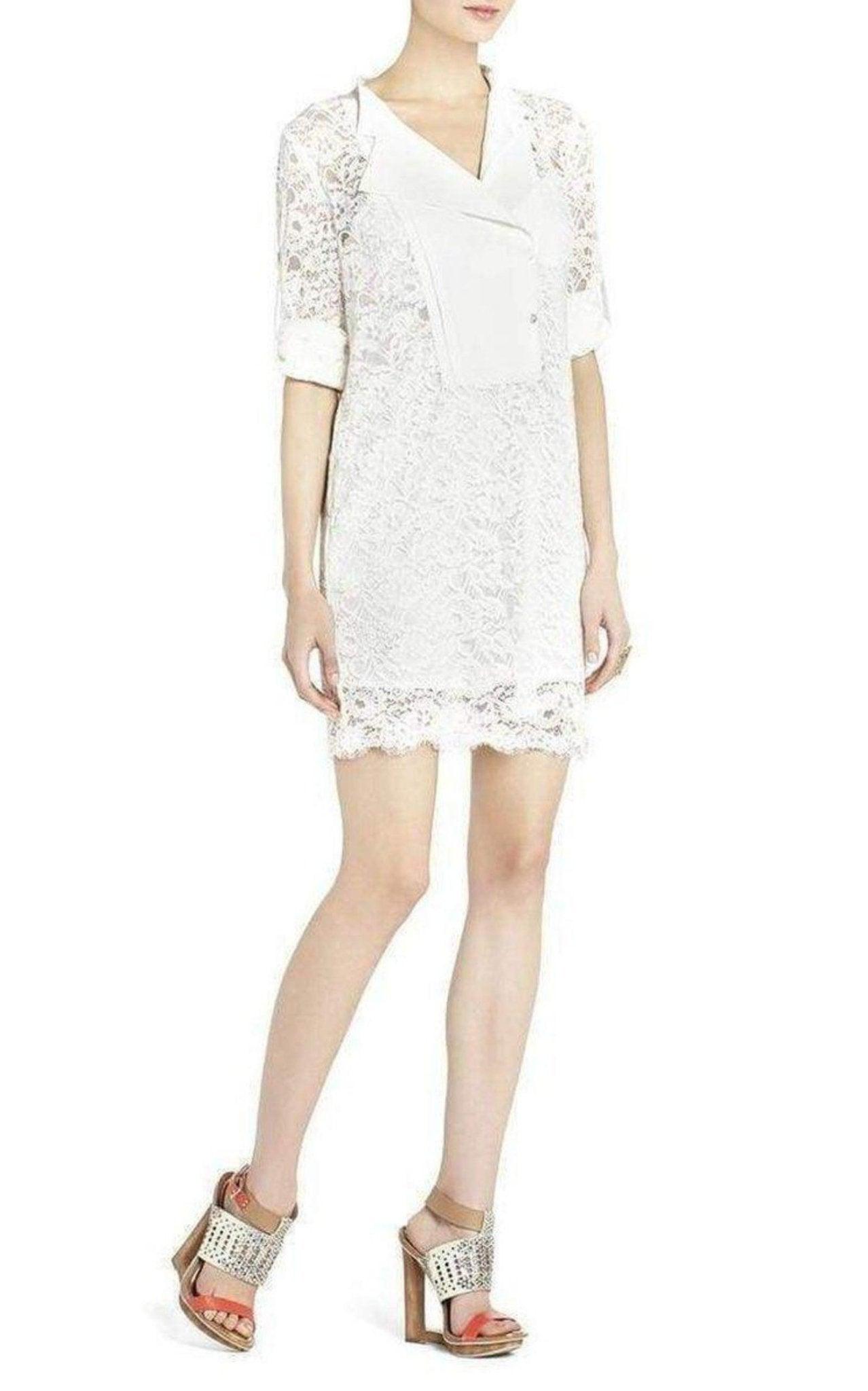 chinese dress ladies BCBG Girls Flocked Spot Sleeve Dress in White main image 1