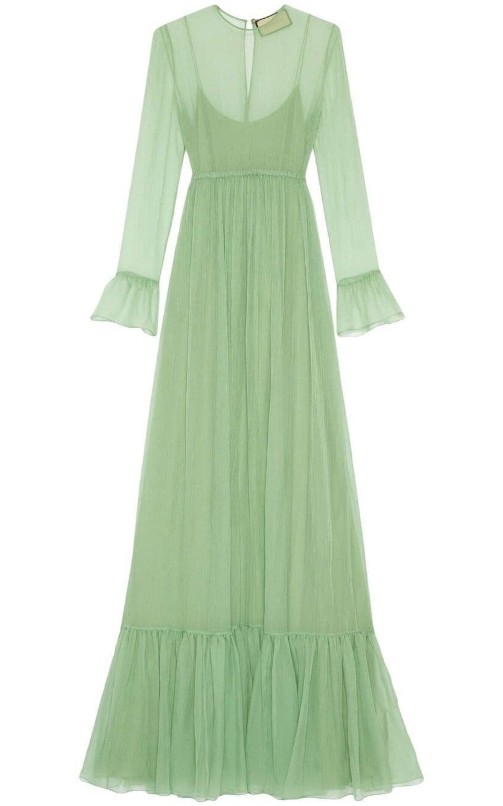 gucci chiffon ruffle dress GUCCI