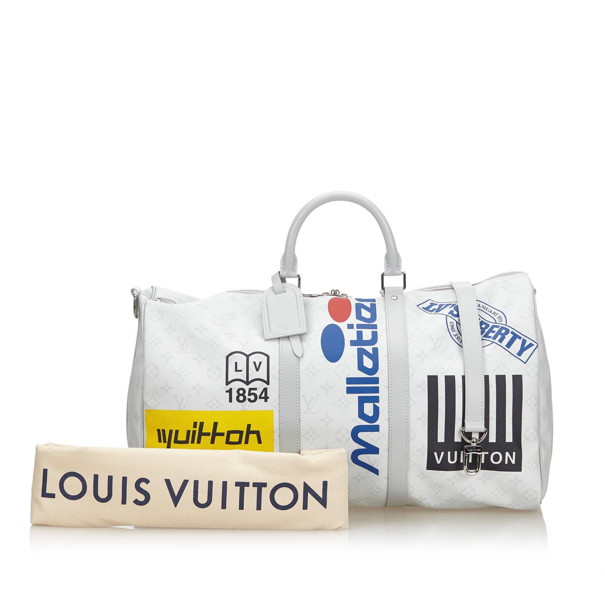 Keepall cloth travel bag Louis Vuitton White in Cloth - 35085322