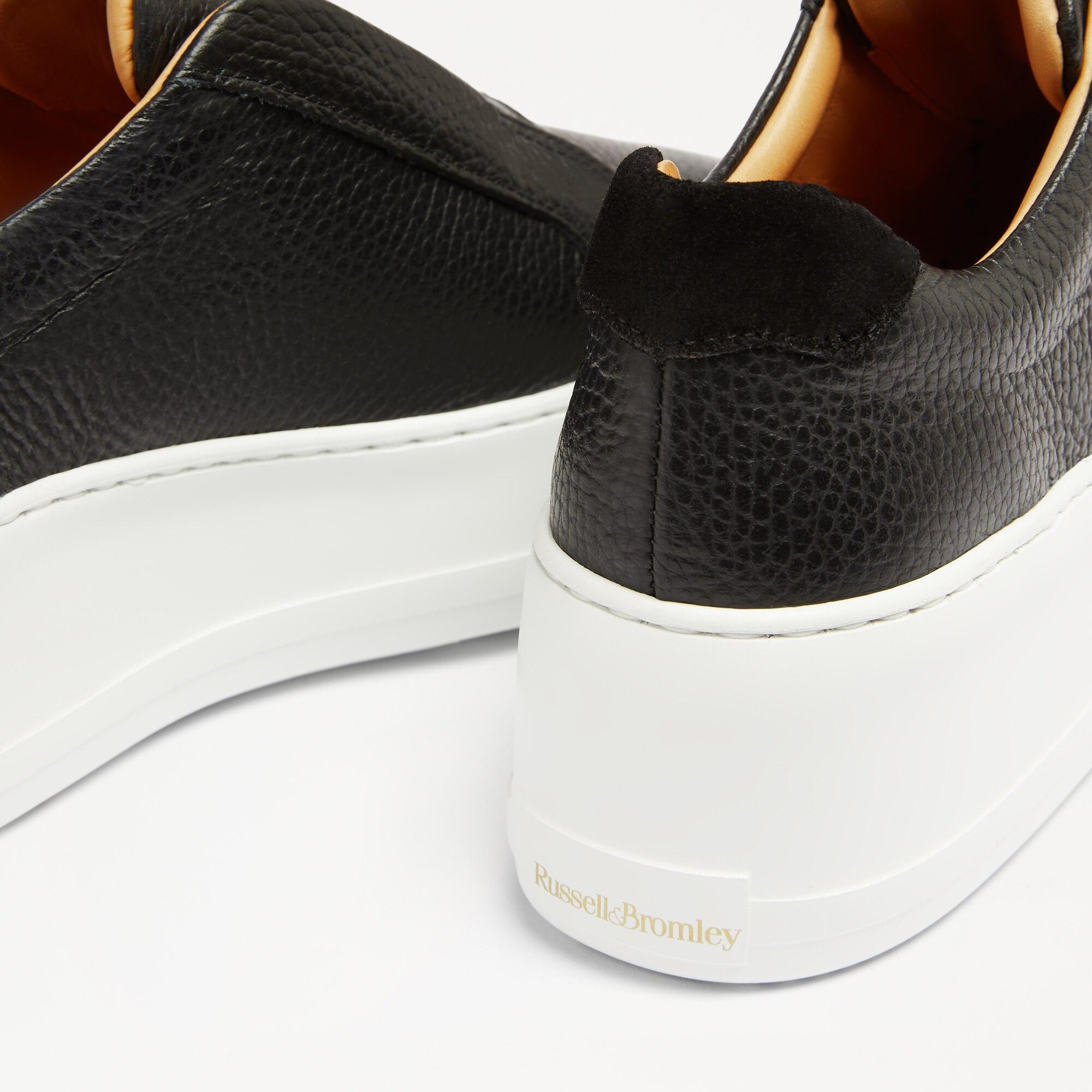 Park Up Women s Black Leather Flatform Laceless Sneakers