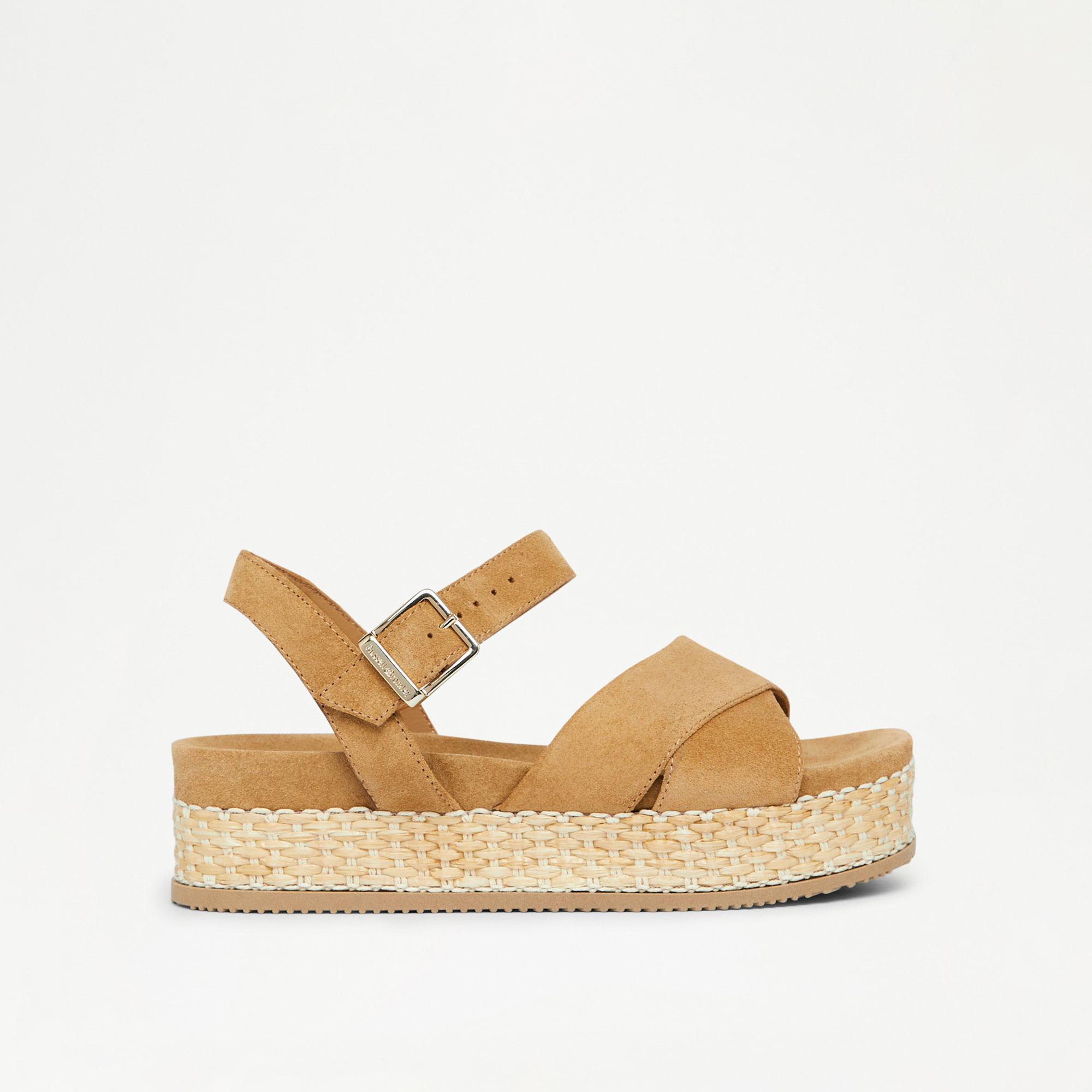 Russell Bromley Savannah Women's Tan Raffia Flatform Sandal in