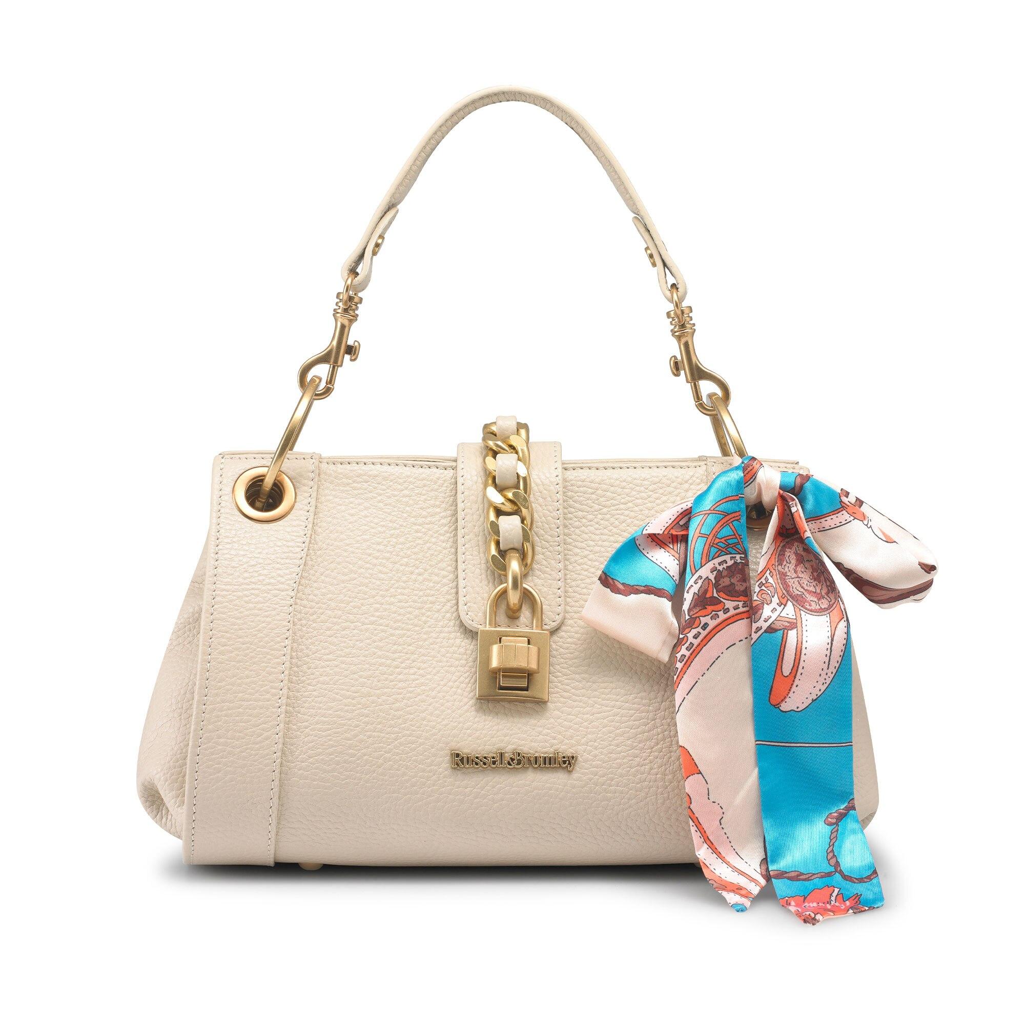 Russell & Bromley Lock It Mini Chain And Lock Crossbody Bag in Natural