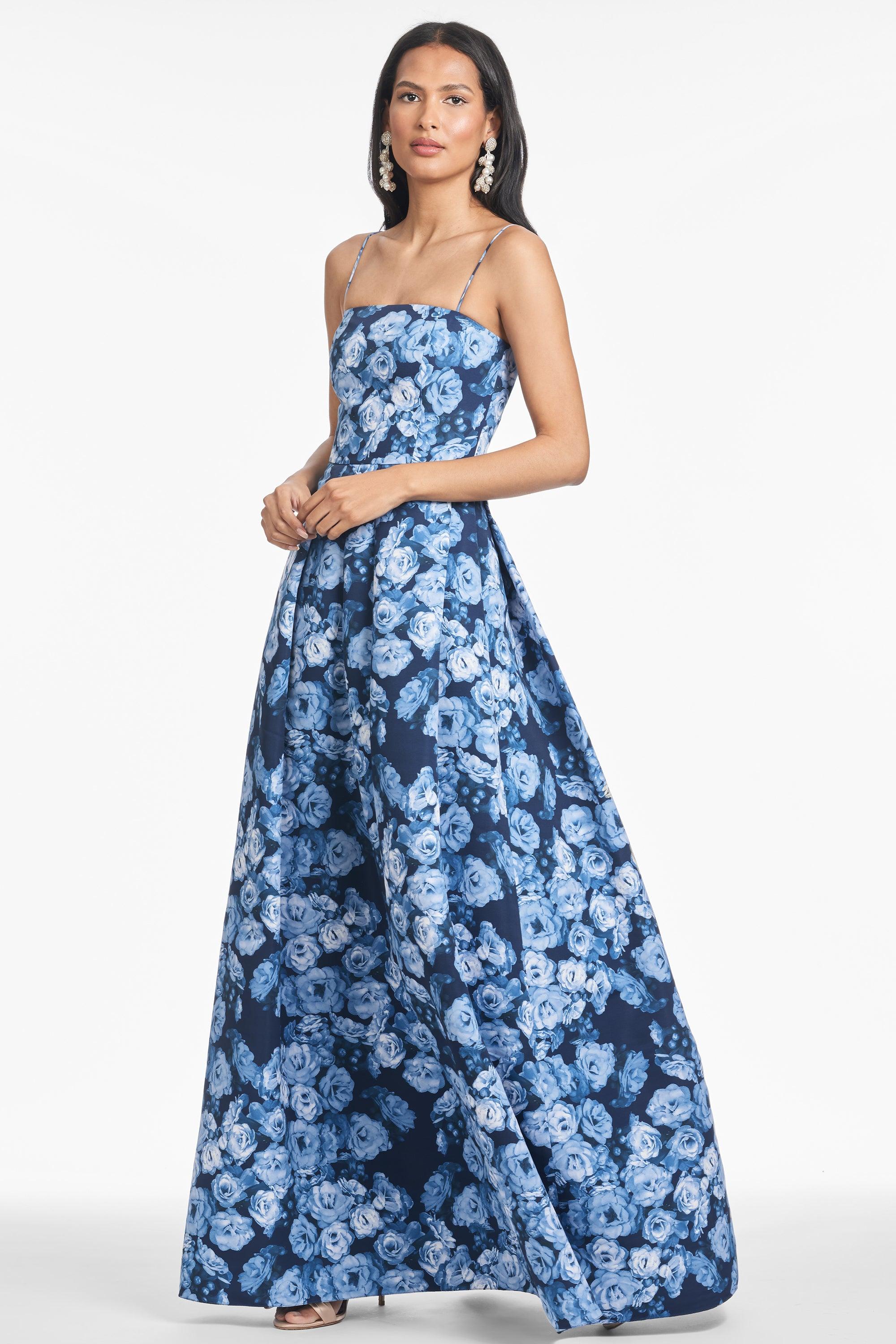 sachin & babi minnie off-the-shoulder floral a-line midi dress De Loreta Izula Dress In Blue