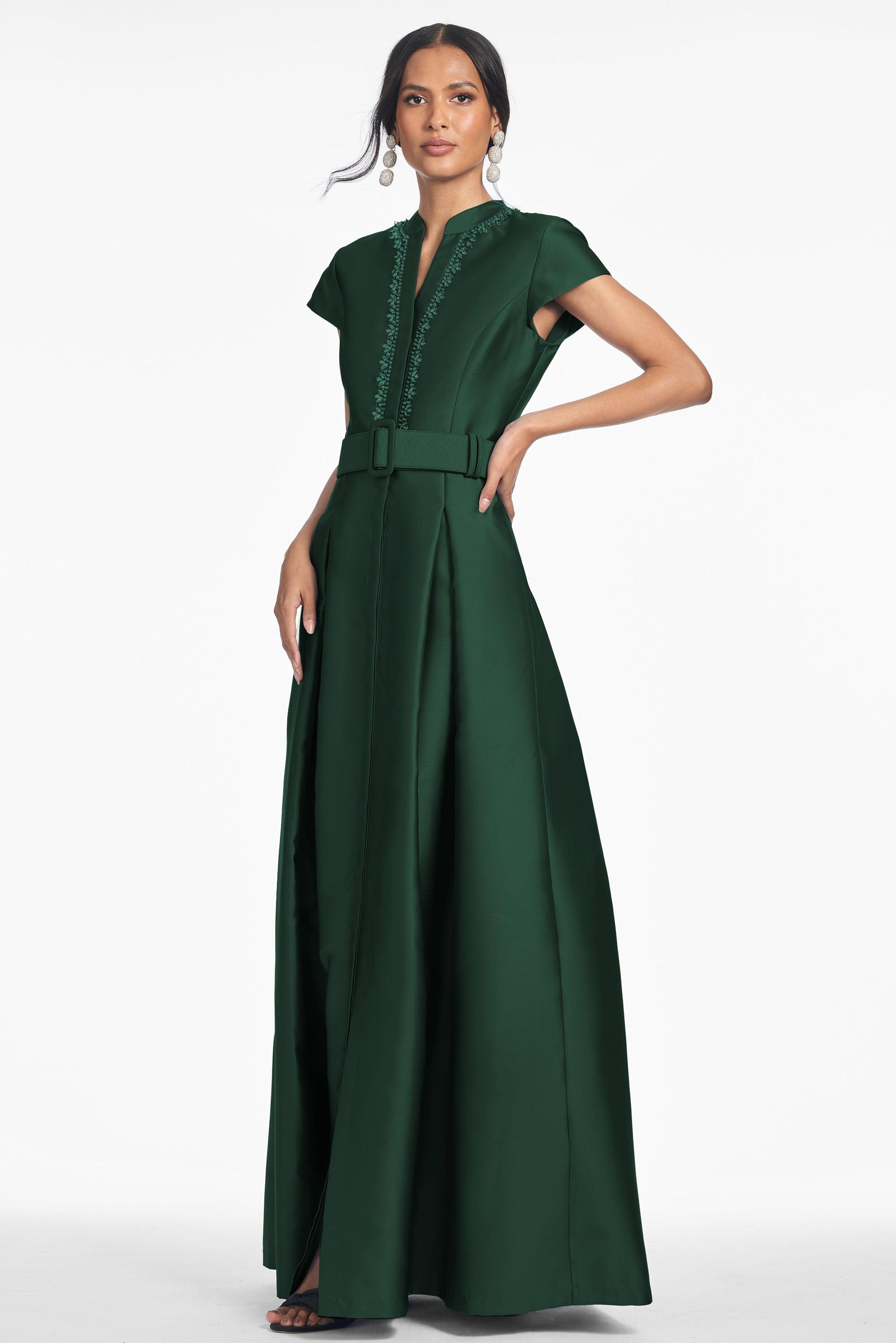 sachin and babi green dress & "Shay" Tea Length Floral Gown Full lining Sachin & Babi Dresses for