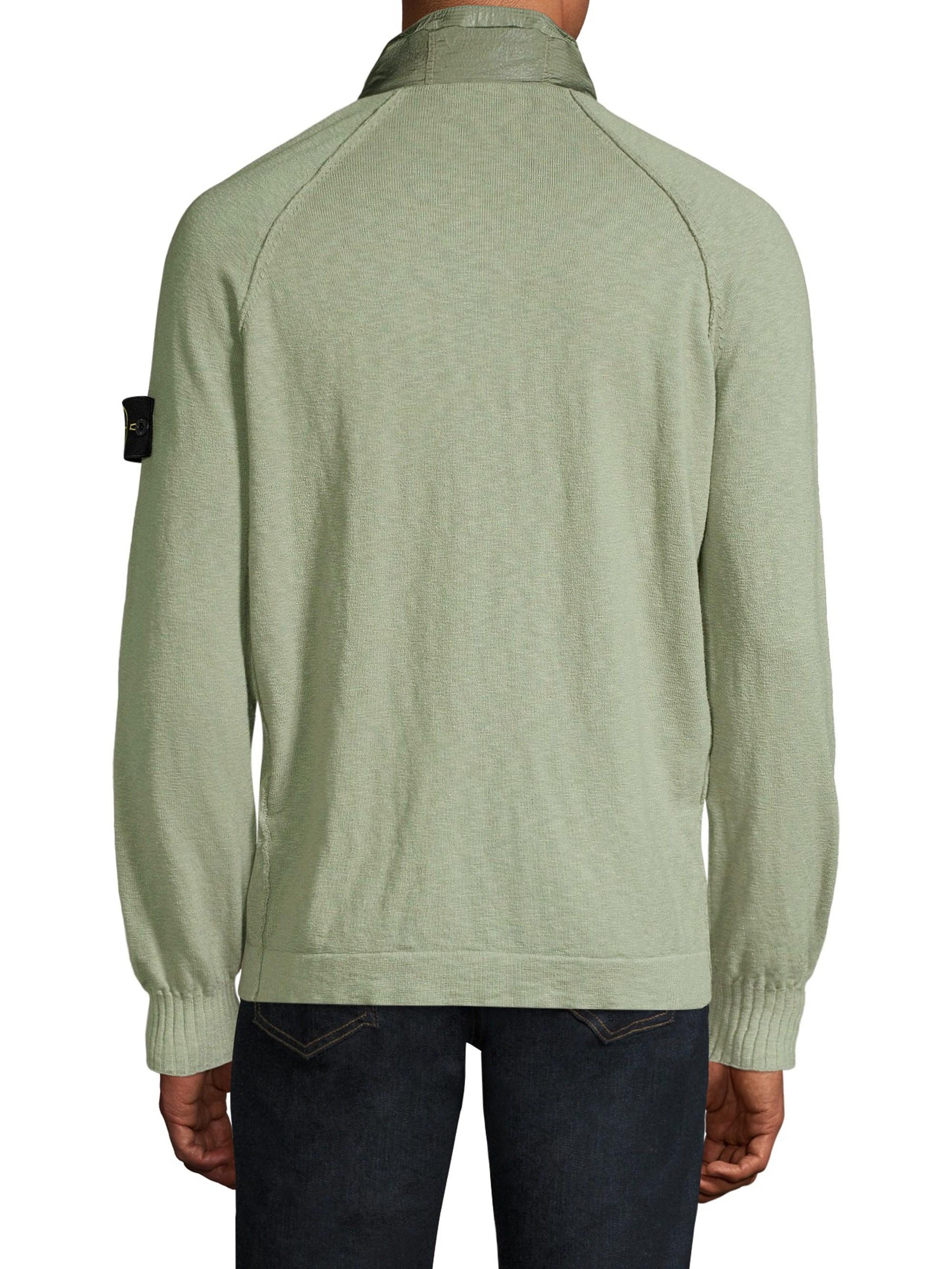 Stone Island Zip Knit Jacket in Sage (Green) for Men - Lyst