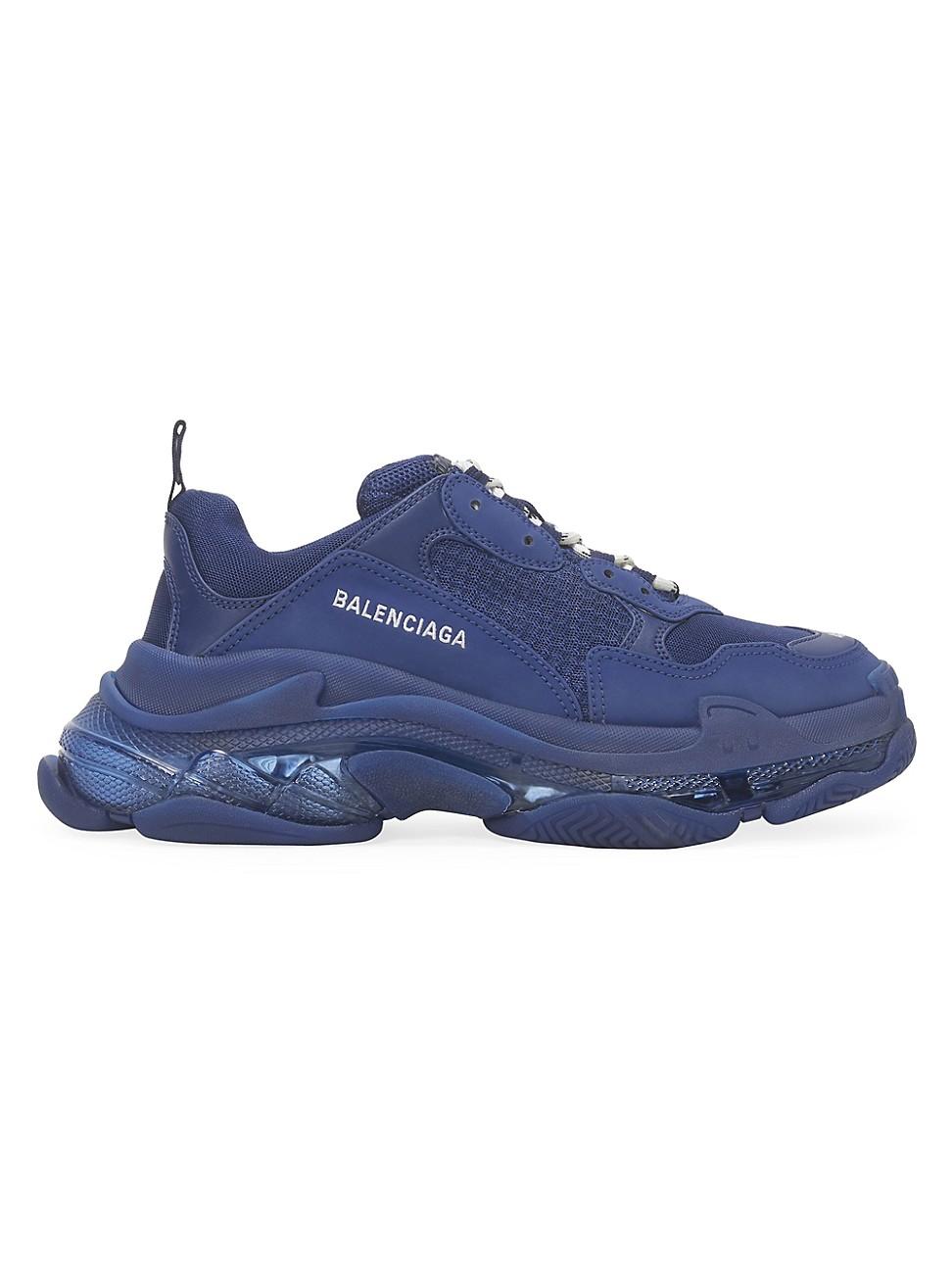Balenciaga Triple S Airsole Leather And Mesh Trainers in Navy Blue (Blue) |  Lyst