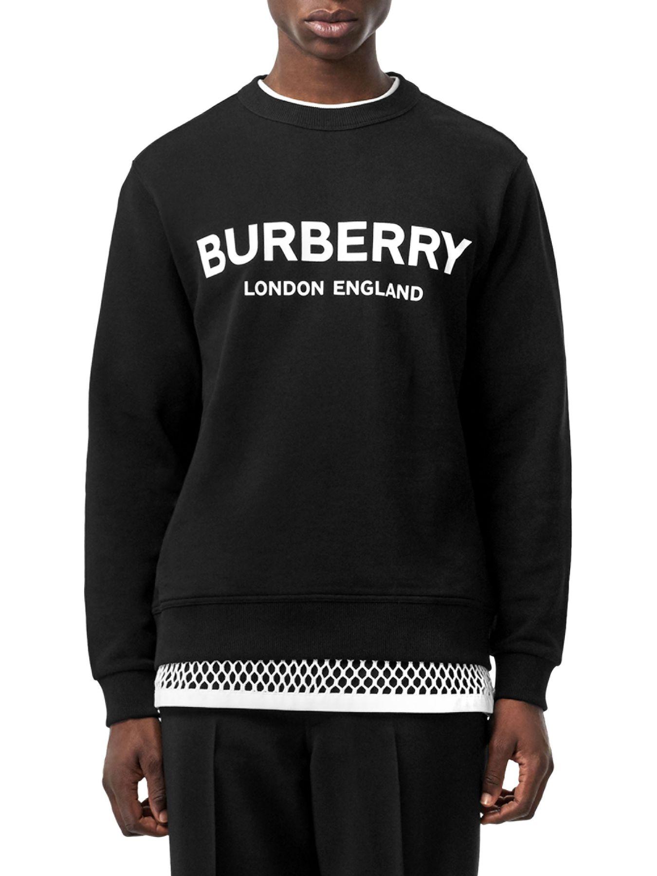Burberry Cotton Logo Sweatshirt in Black for Men - Save 45% | Lyst