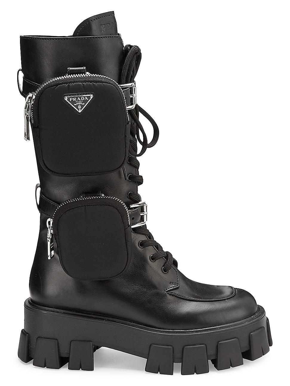 tall prada combat boots