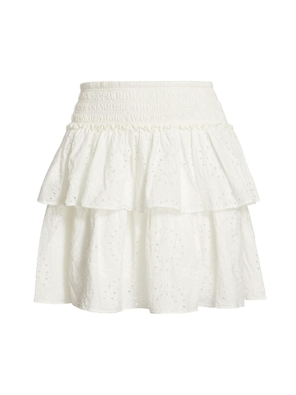 Ramy Brook Kelly Smock-waist Ruffle Skirt in White | Lyst