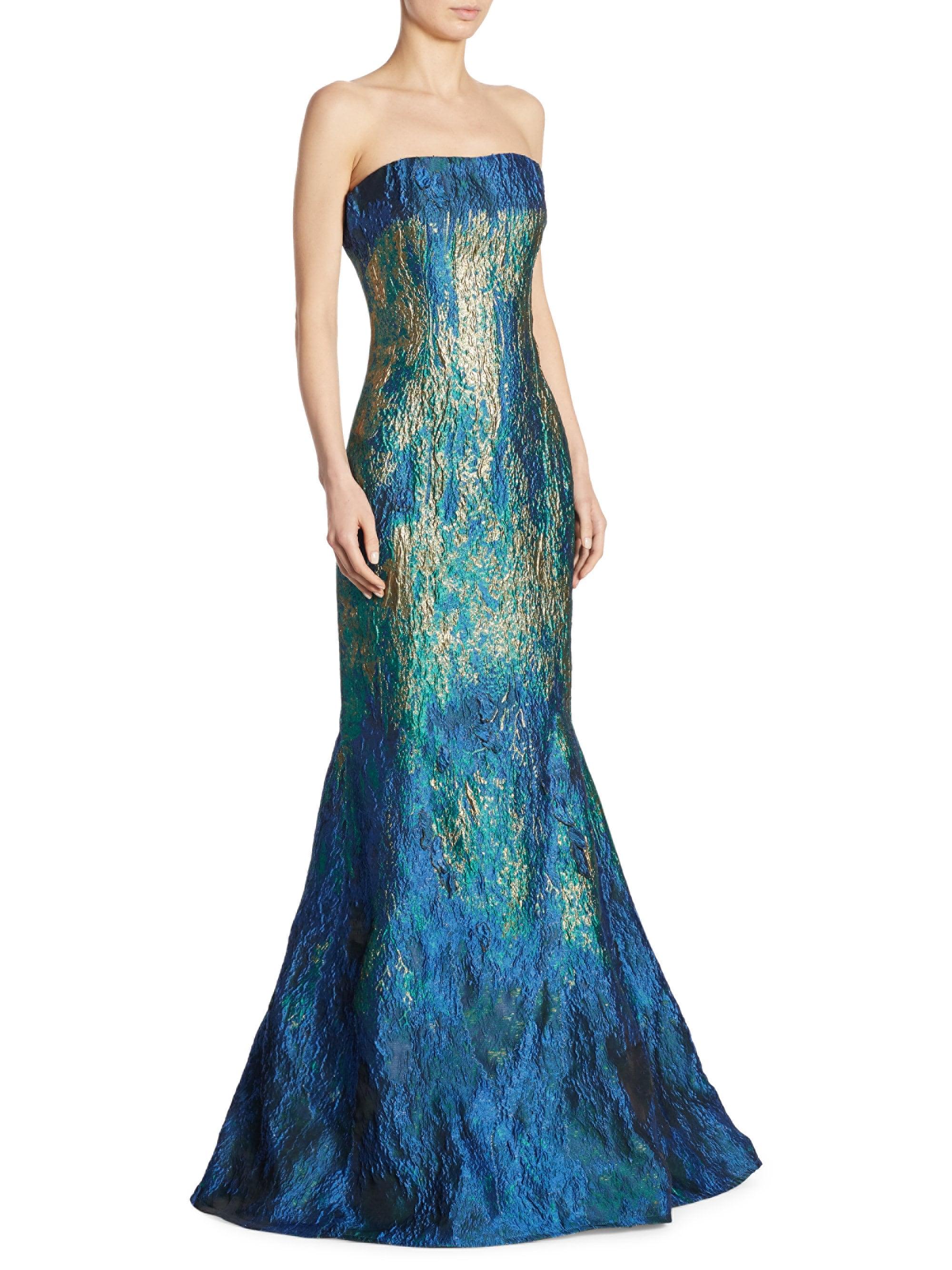 Rene Ruiz Synthetic Strapless Ombre Bustier Mermaid Gown in Blue/Gold (Blue) - Lyst