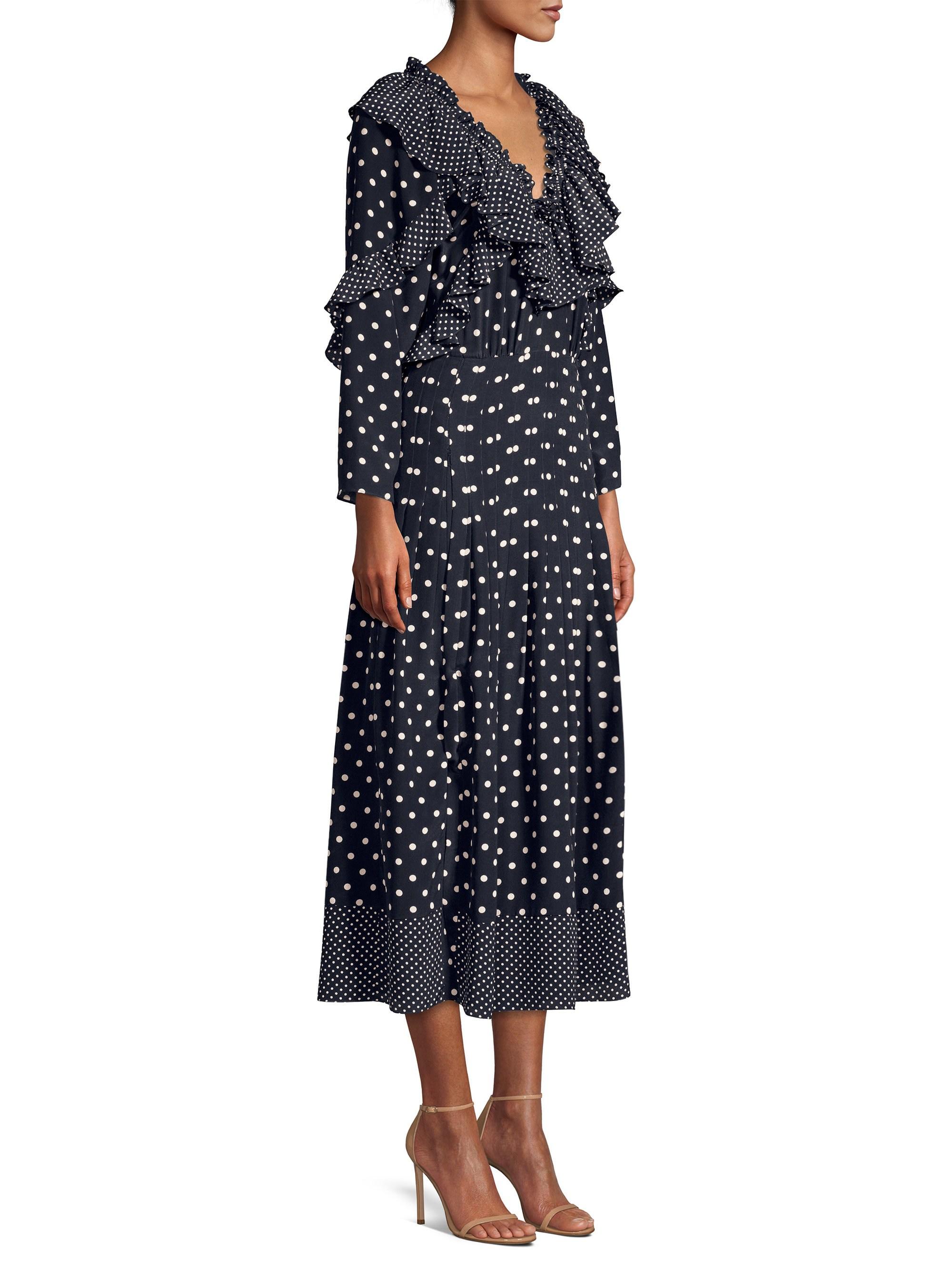 Rebecca Taylor Womens Long Sleeve Polka Dot Wrap Dress