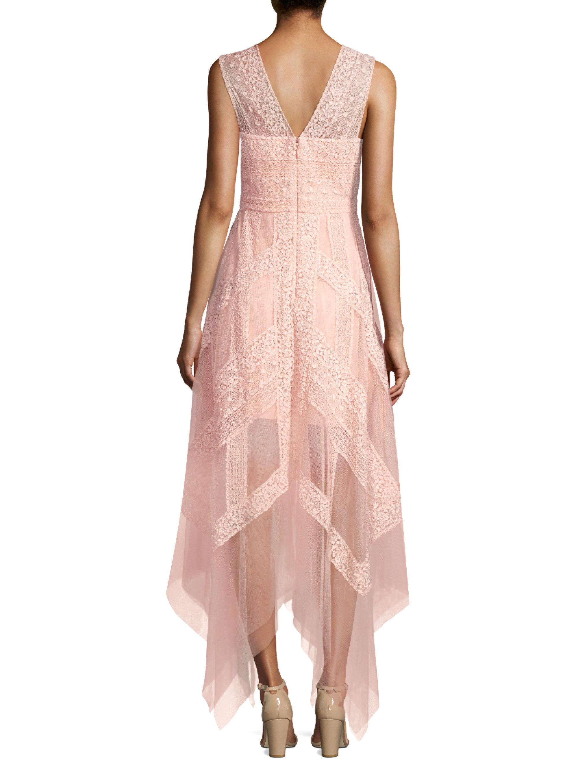 Lyst - Bcbgmaxazria Asymmetrical Lace Dress in Pink