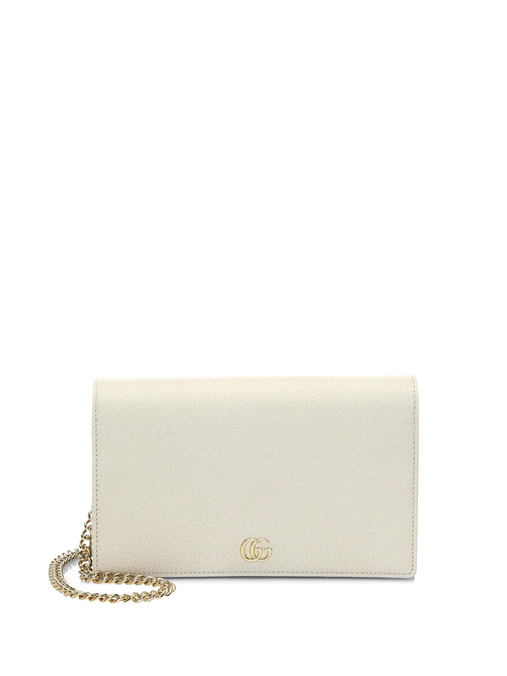 gucci petite gg marmont leather flap wallet on a chain