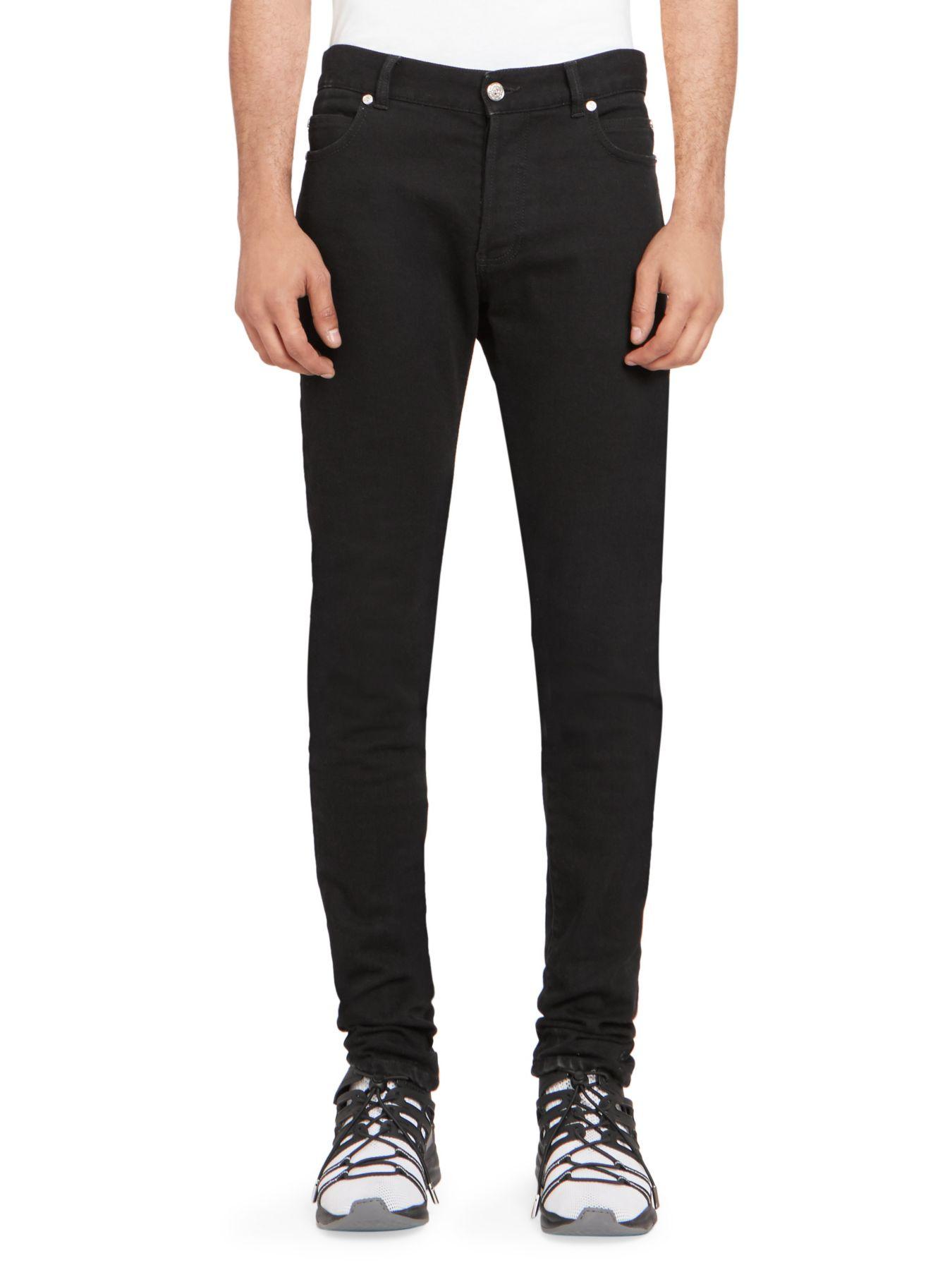 Balmain Tapered Denim Jeans in Black for Men - Lyst