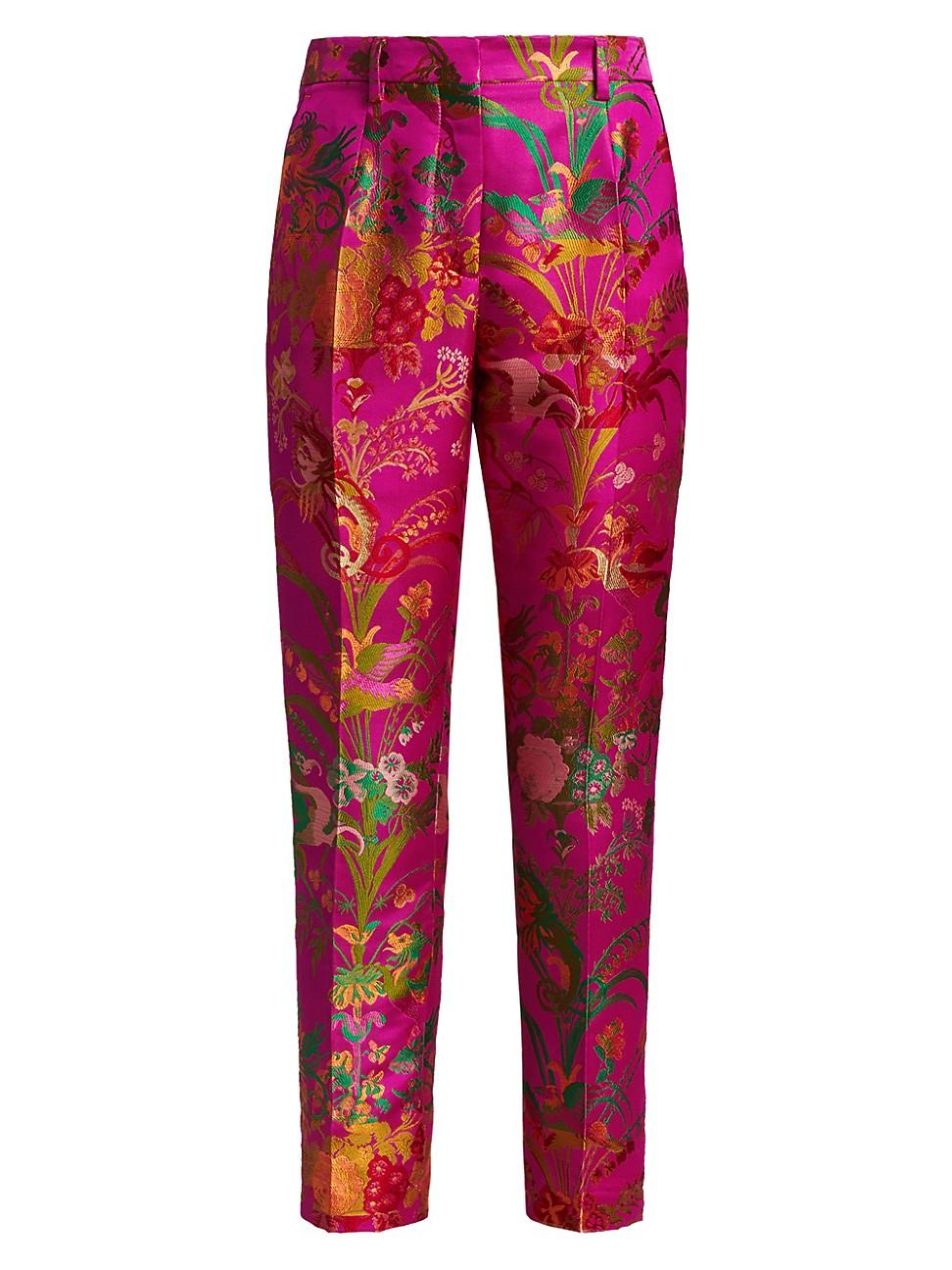 Etro Bristol Floral Jacquard Satin Pants in Pink - Lyst