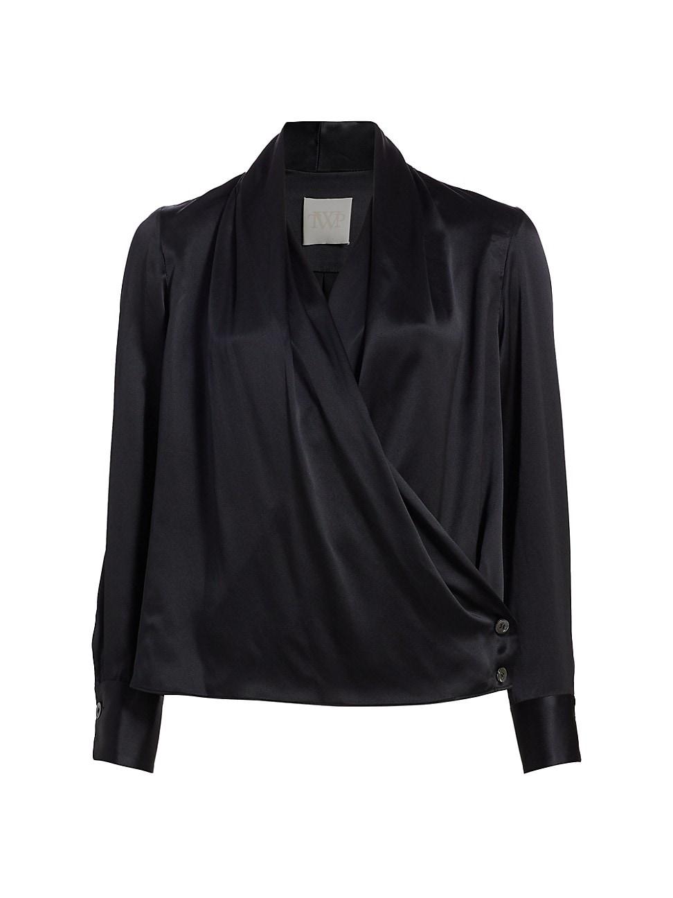 Twp Stacey Silk Wrap Blouse in Black | Lyst