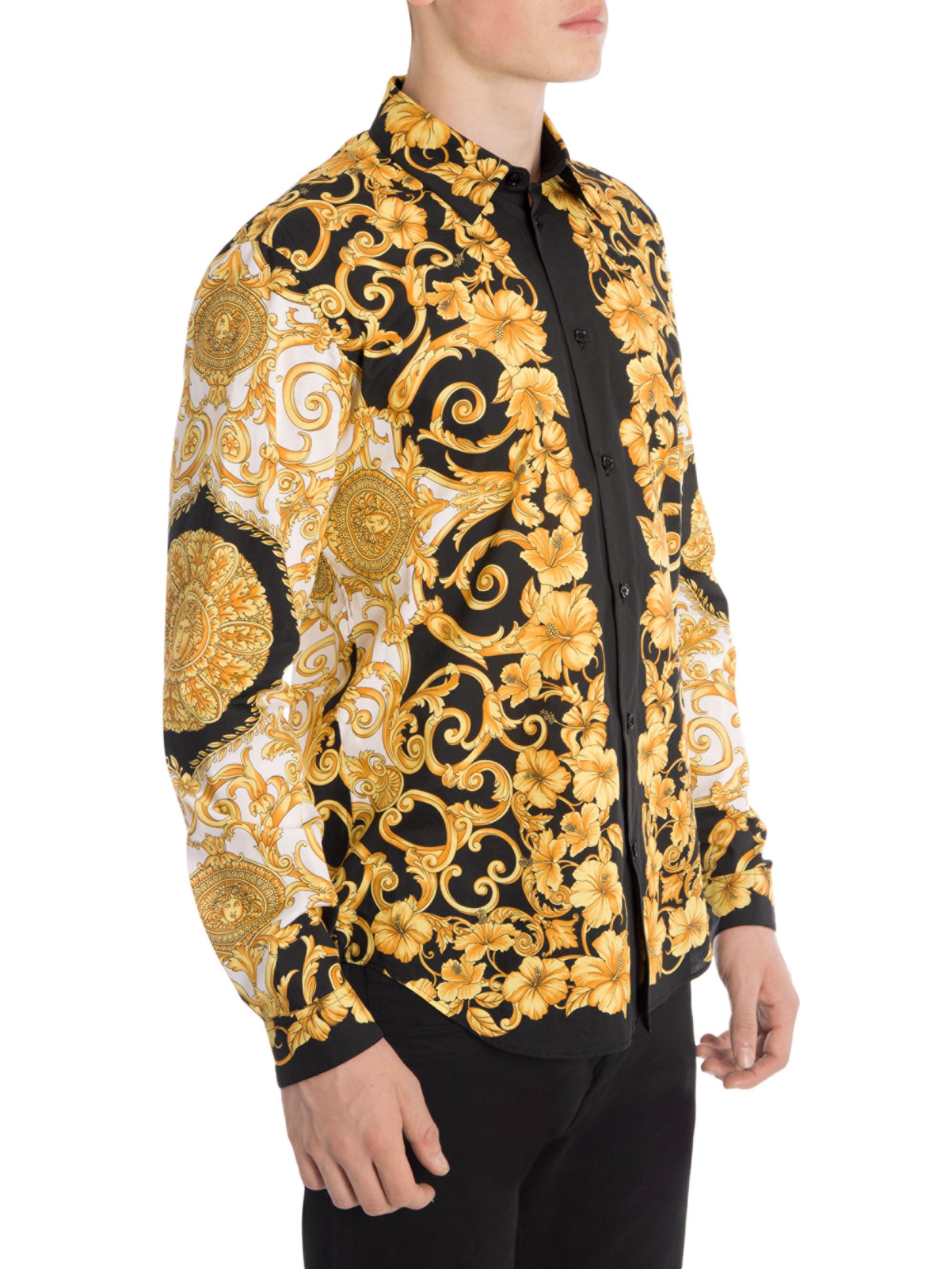 Versace Baroque Hibiscus Silk Shirt for Men - Lyst