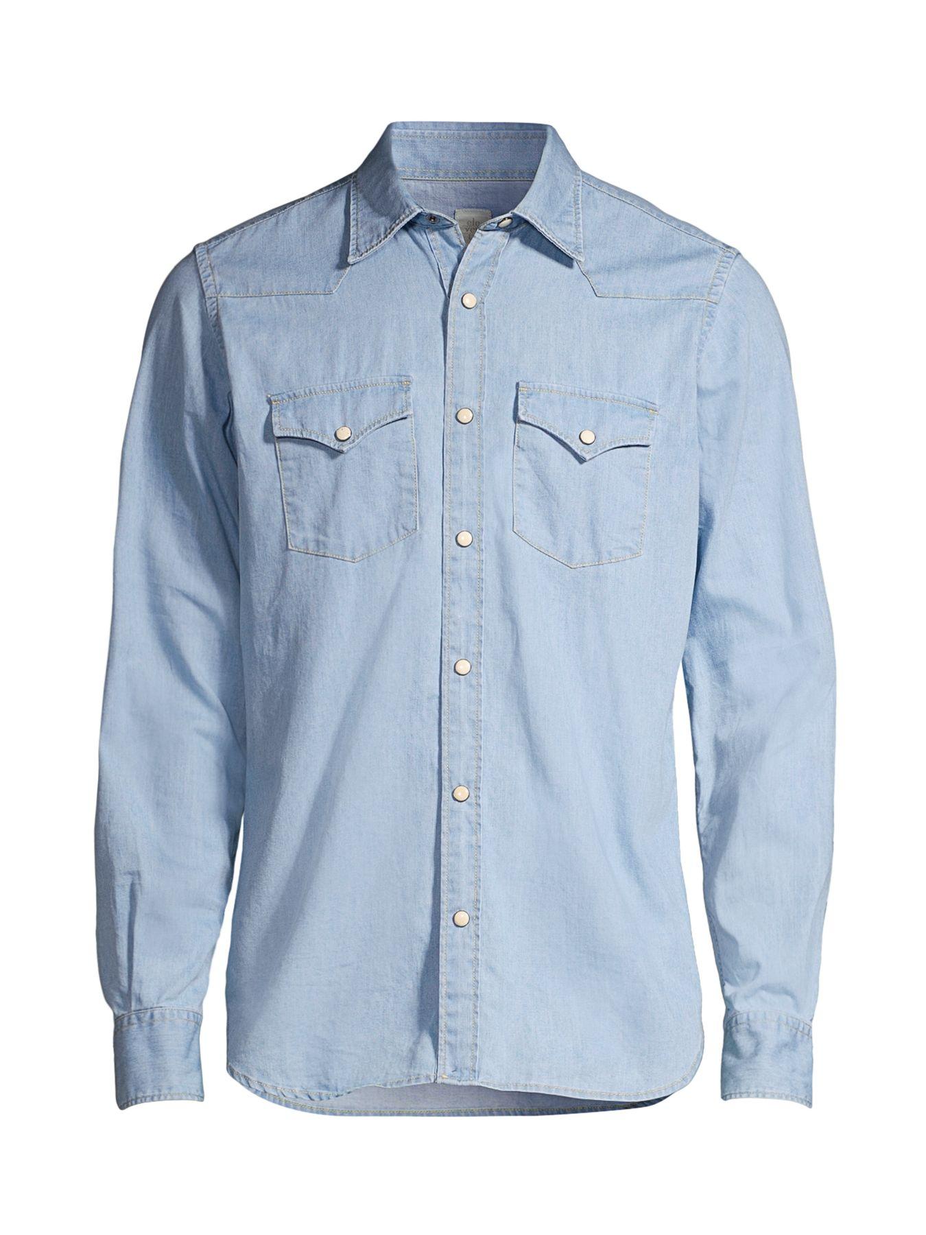 Eleventy Denim Western Shirt in Blue for Men Lyst