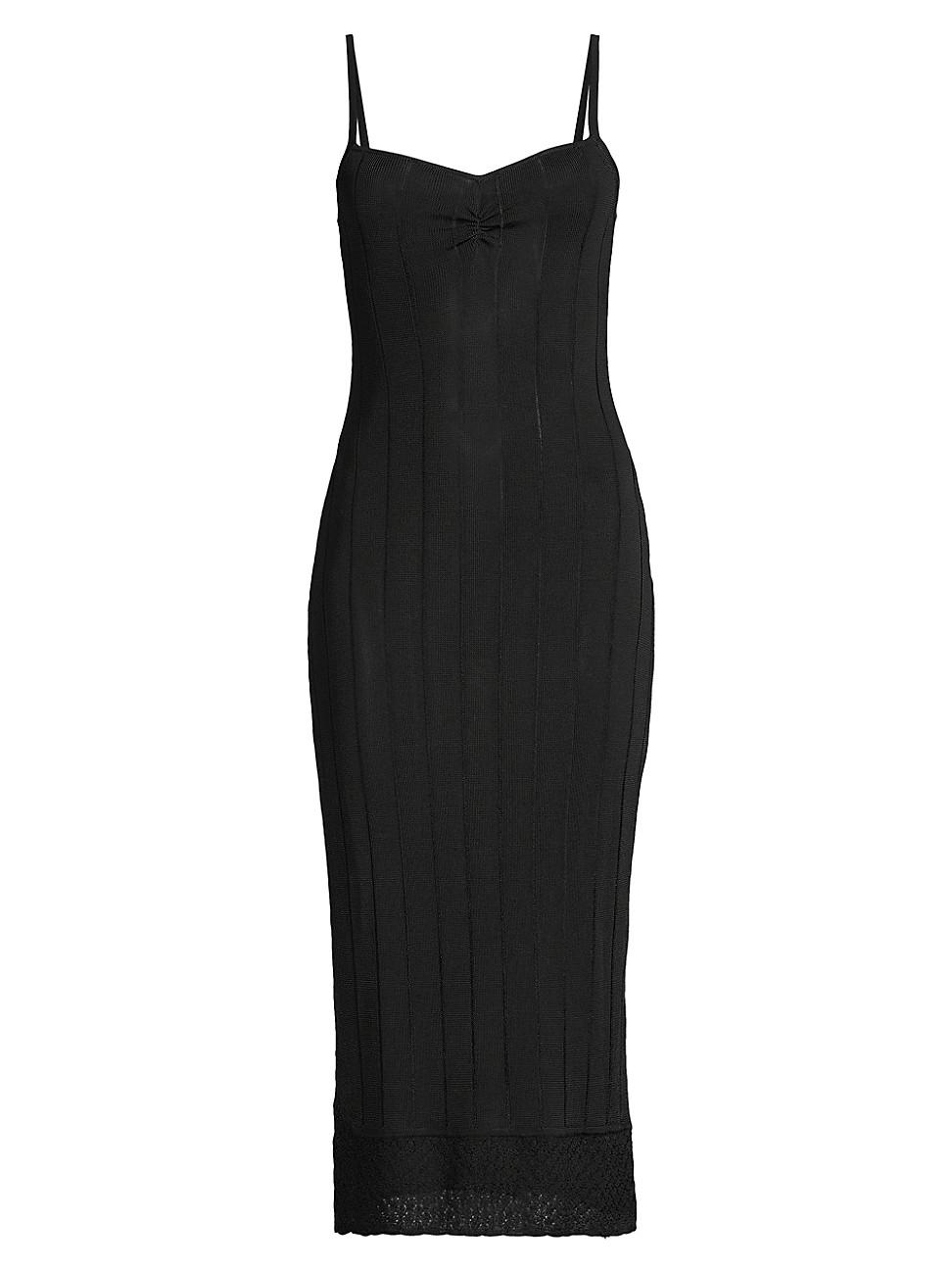 Victor Glemaud Rib-knit Slip Midi-dress in Black | Lyst
