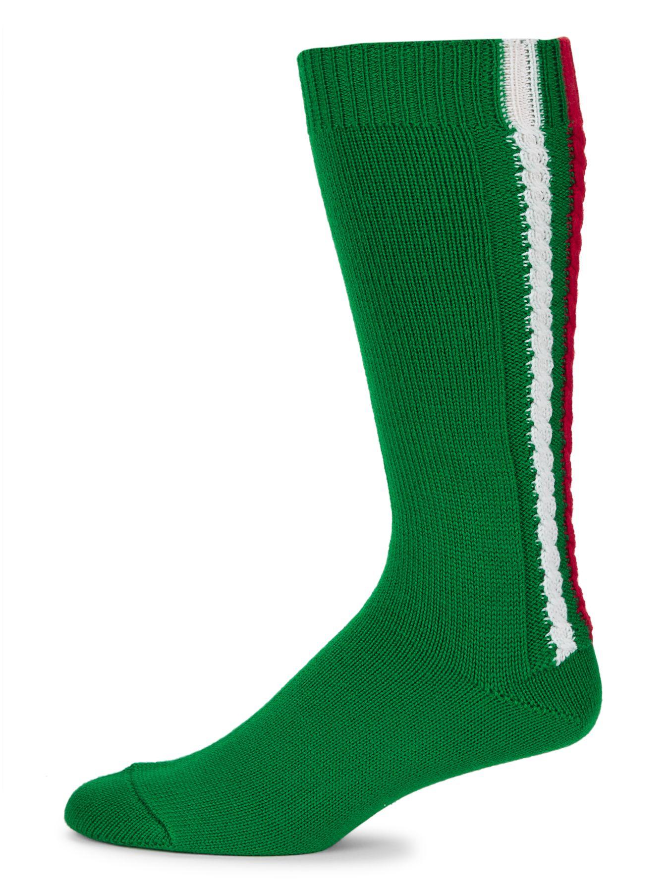Gucci Cotton Backbraid Logo Stripe Socks in Green for Men Lyst