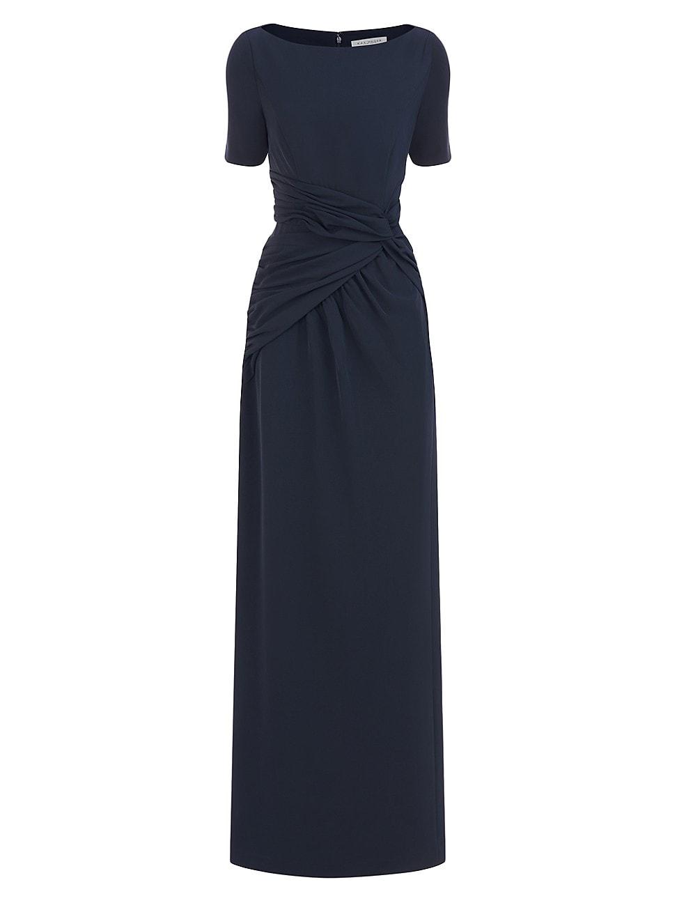 Kay Unger Garbo Crepe Column Gown in Blue | Lyst