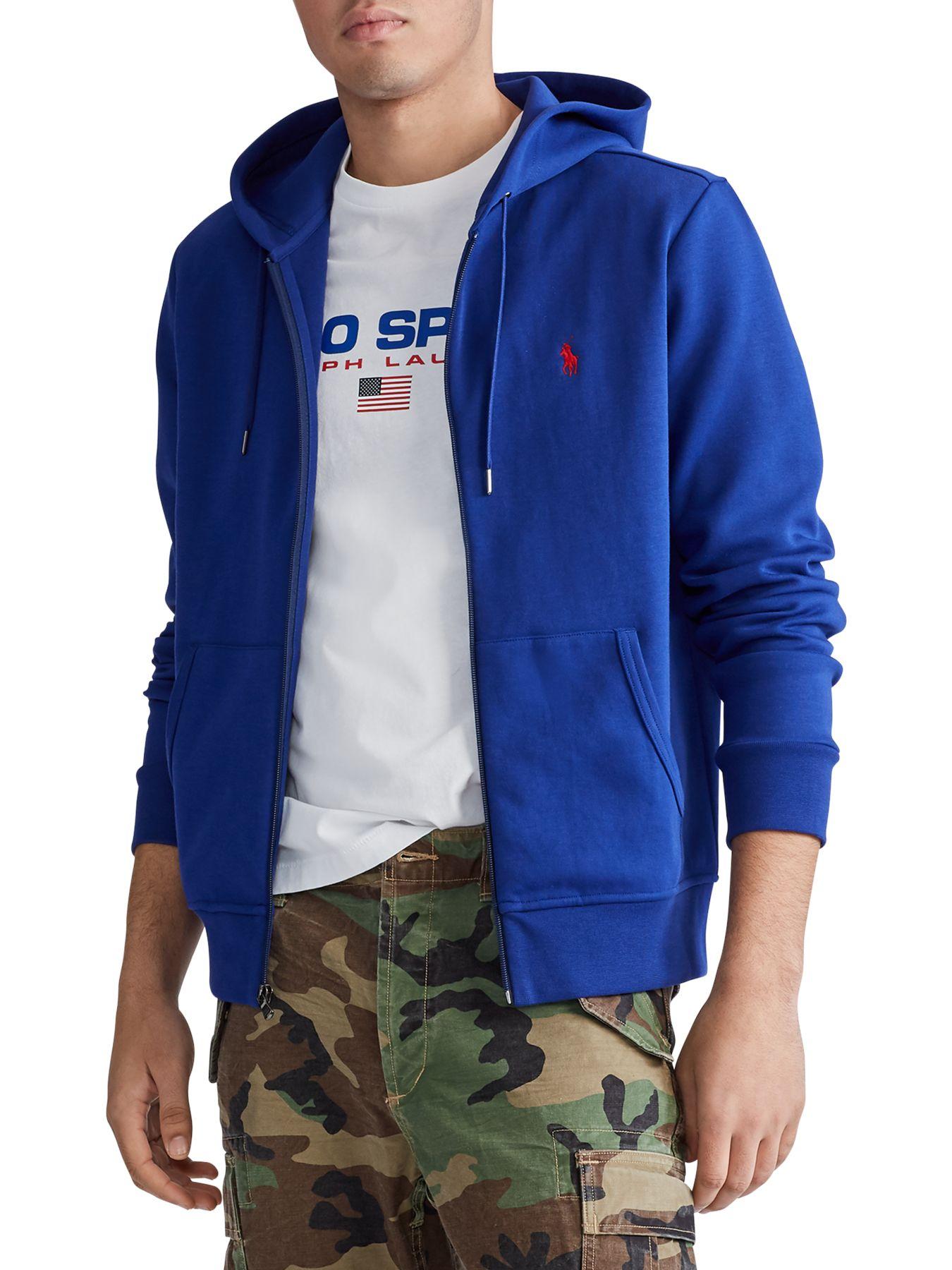 Polo Ralph Lauren Synthetic Doubleknit Fullzip Hoodie in Blue for Men