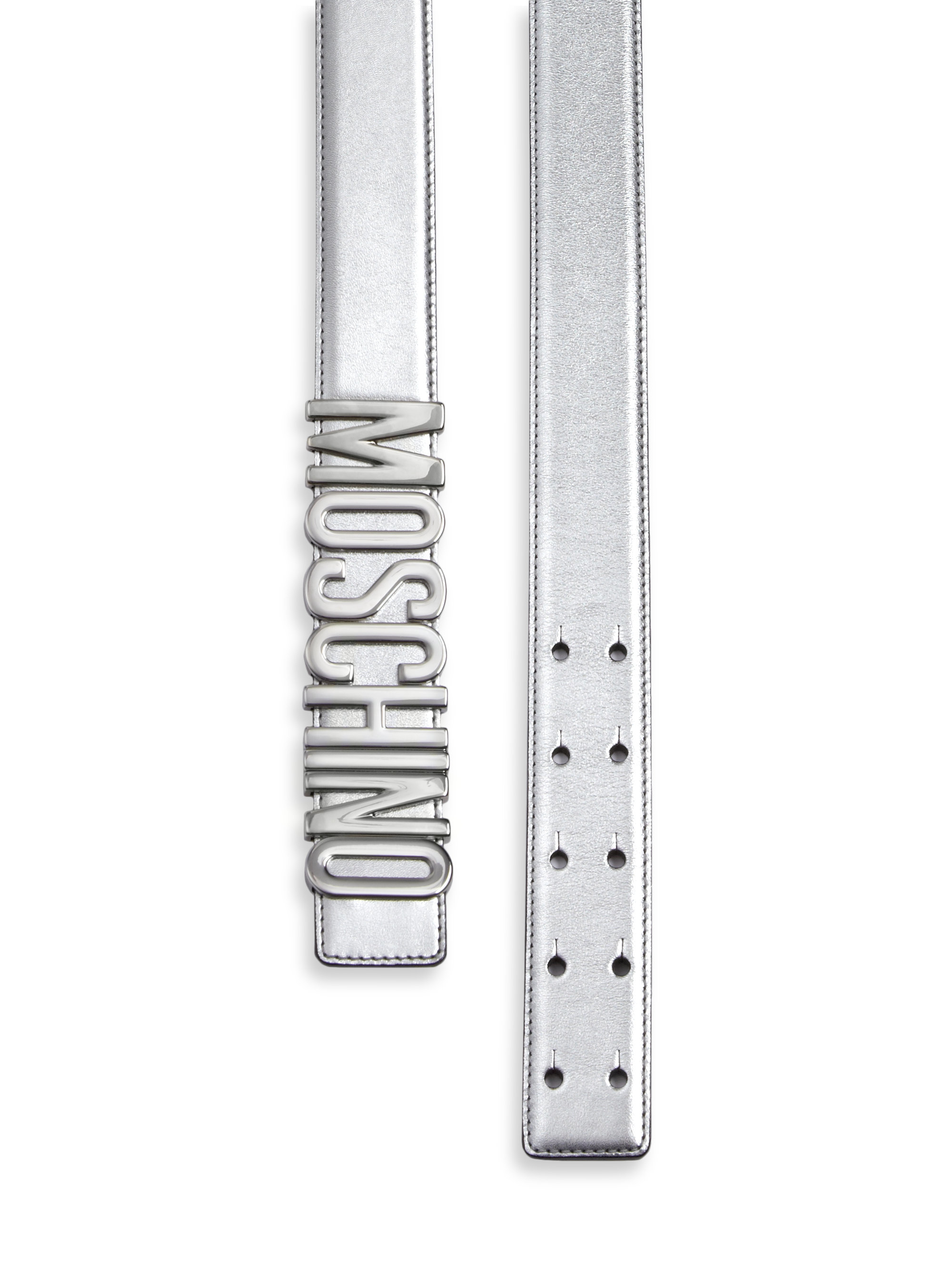 Moschino Metallic Logo-buckle Leather Belt for Men - Lyst