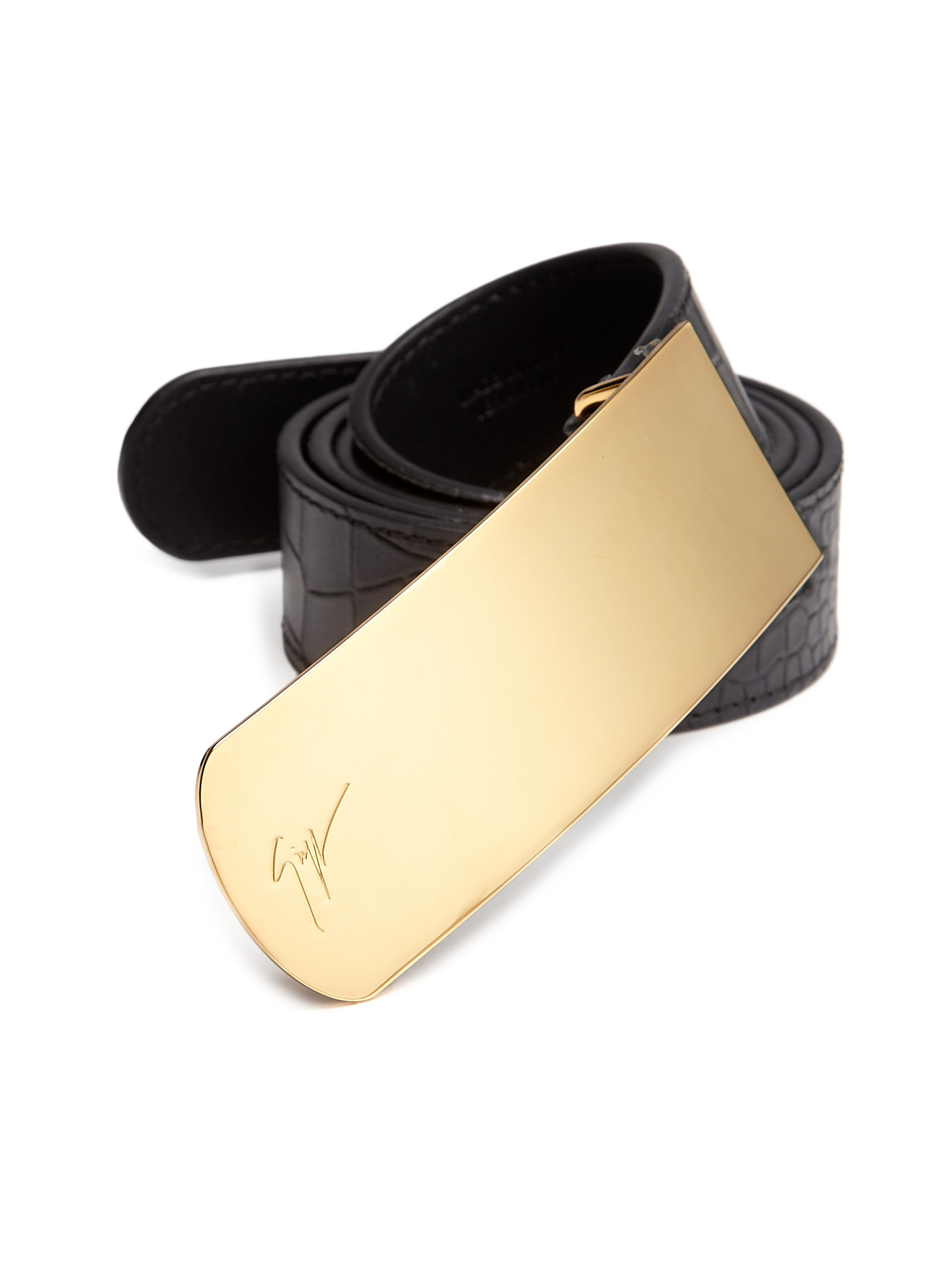 Giuseppe Zanotti Croc-embossed Leather Belt in Black for Men - Lyst