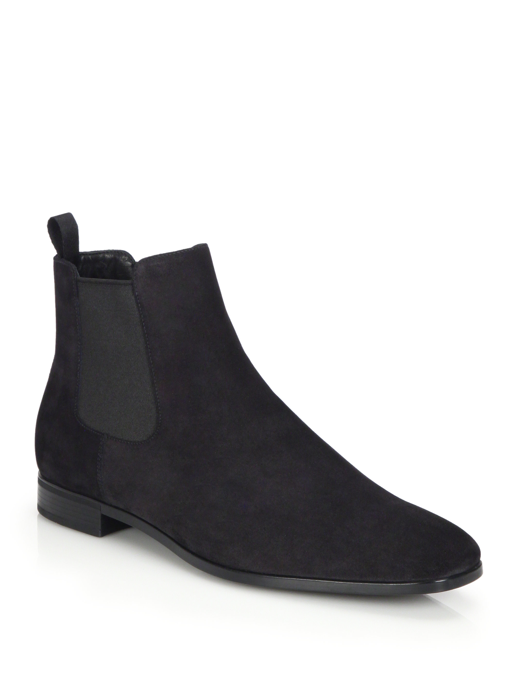 Prada Suede Chelsea Boots in Black for Men - Lyst