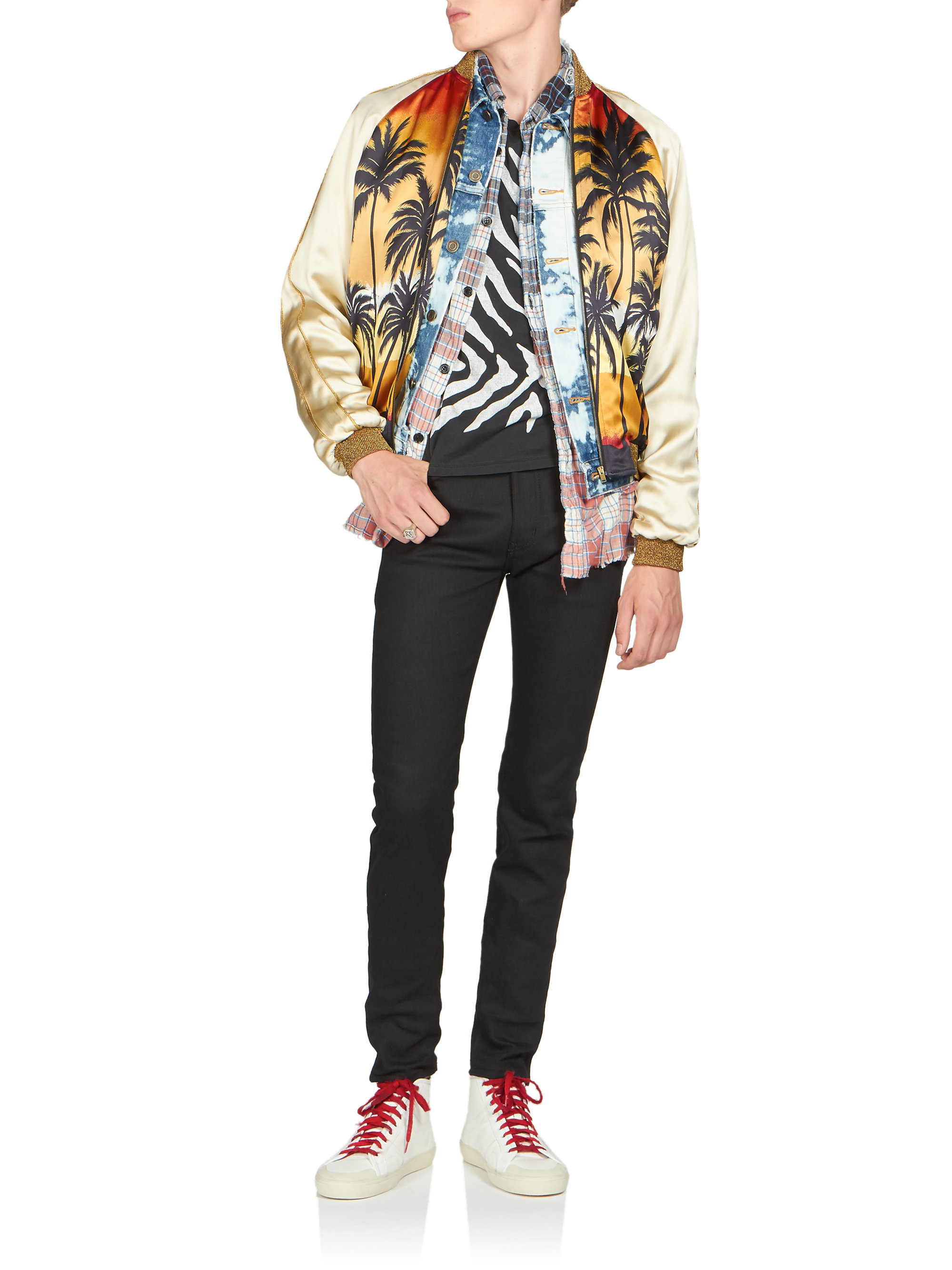 Saint Laurent Palm Print Bomber Jacket for Men | Lyst